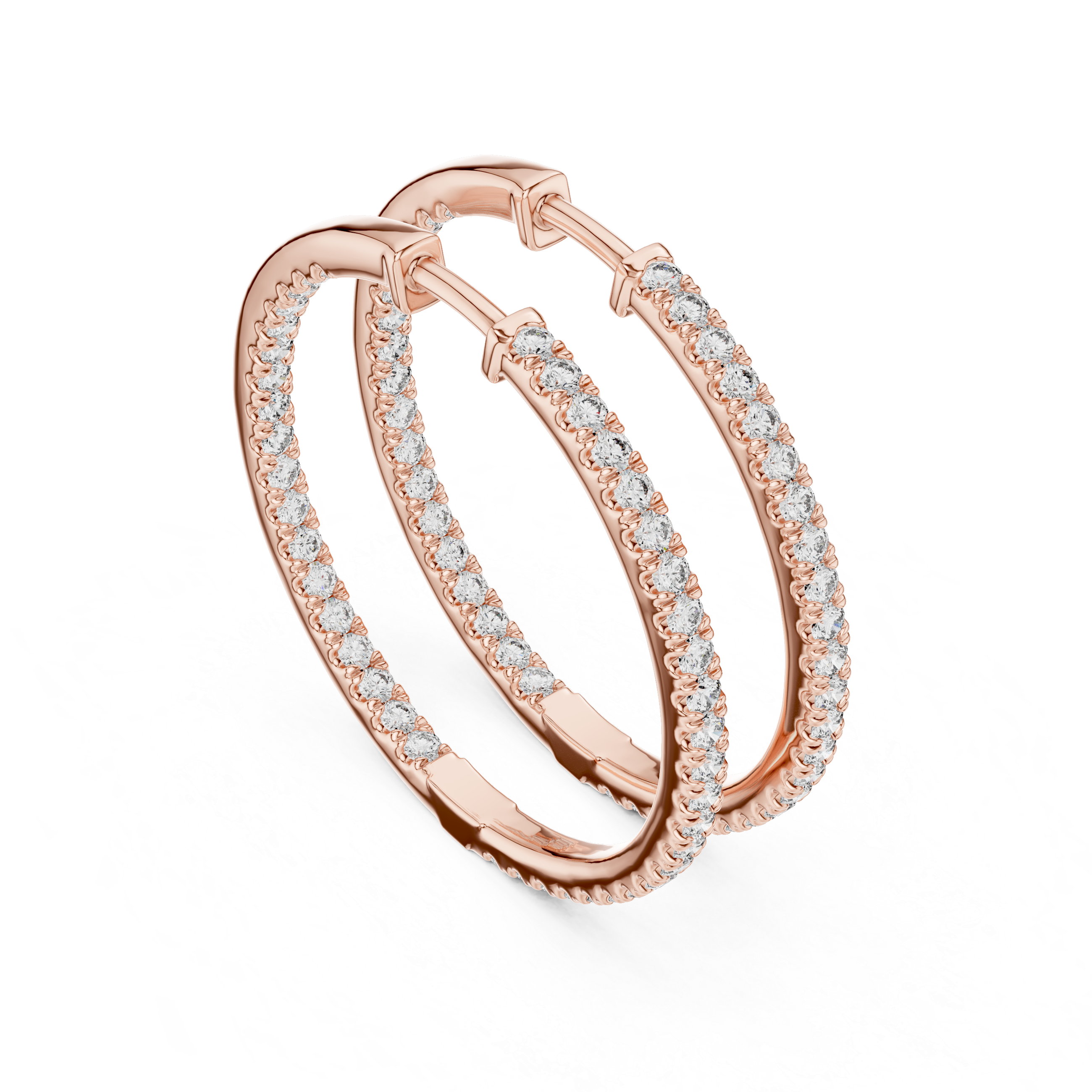 Full Diamond Hoop Earrings in Gold
