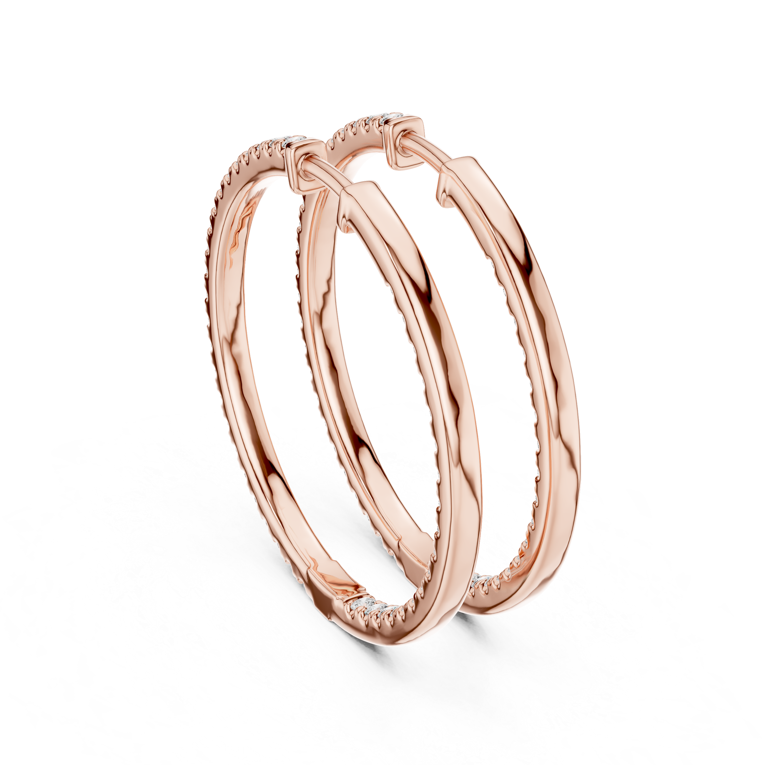 Full Diamond Hoop Earrings in Gold