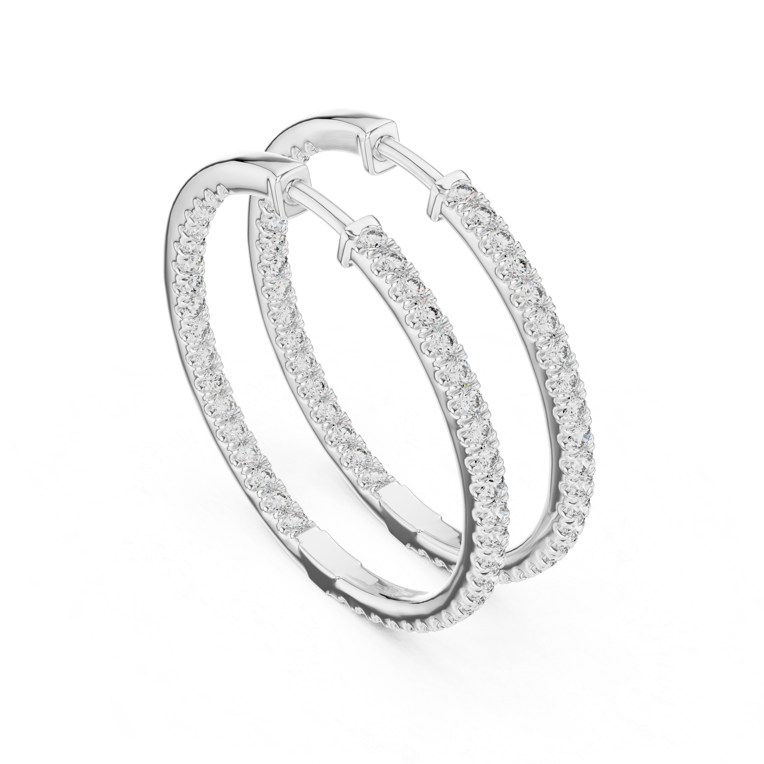 Full Diamond Hoop Earrings in Gold