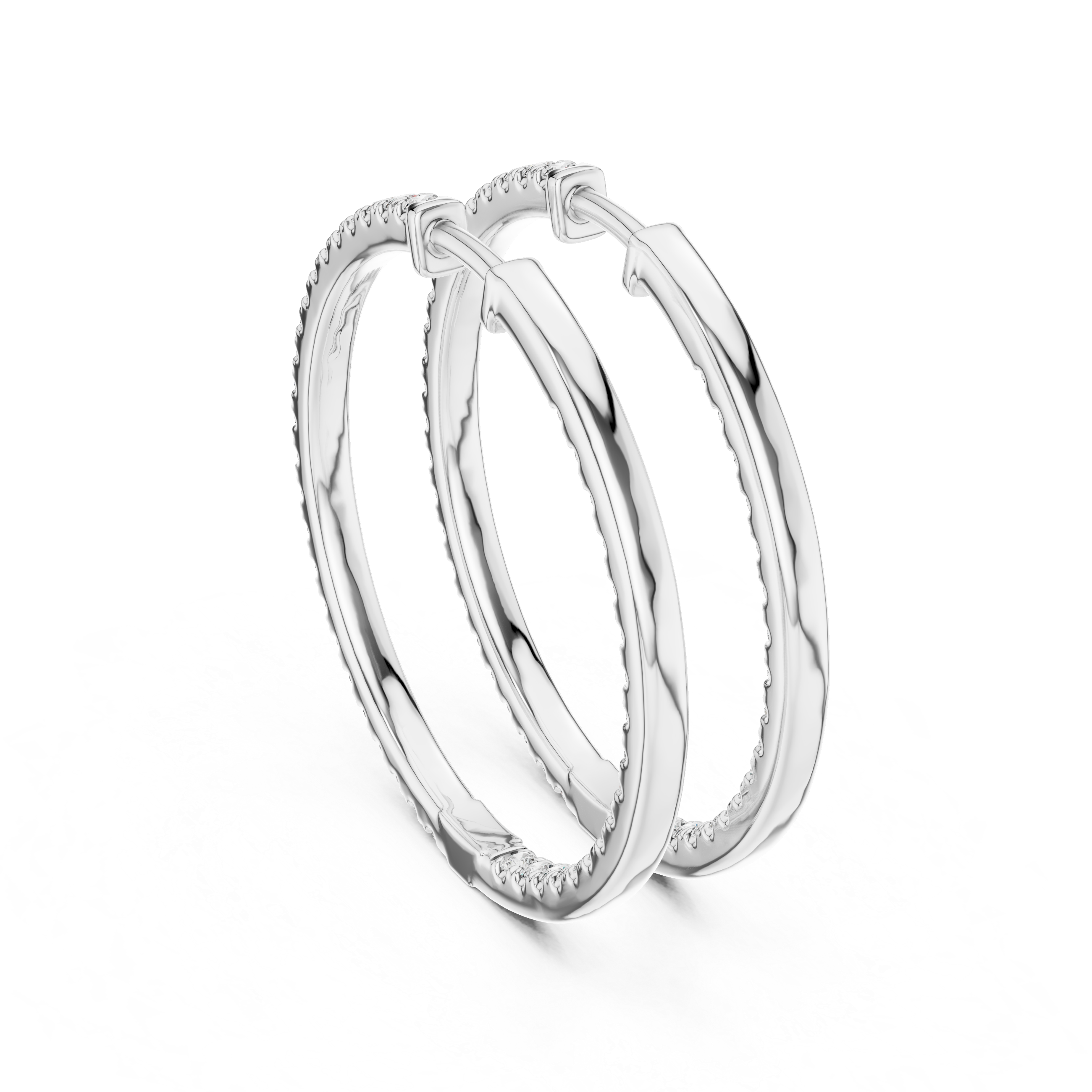 Full Diamond Hoop Earrings in Gold