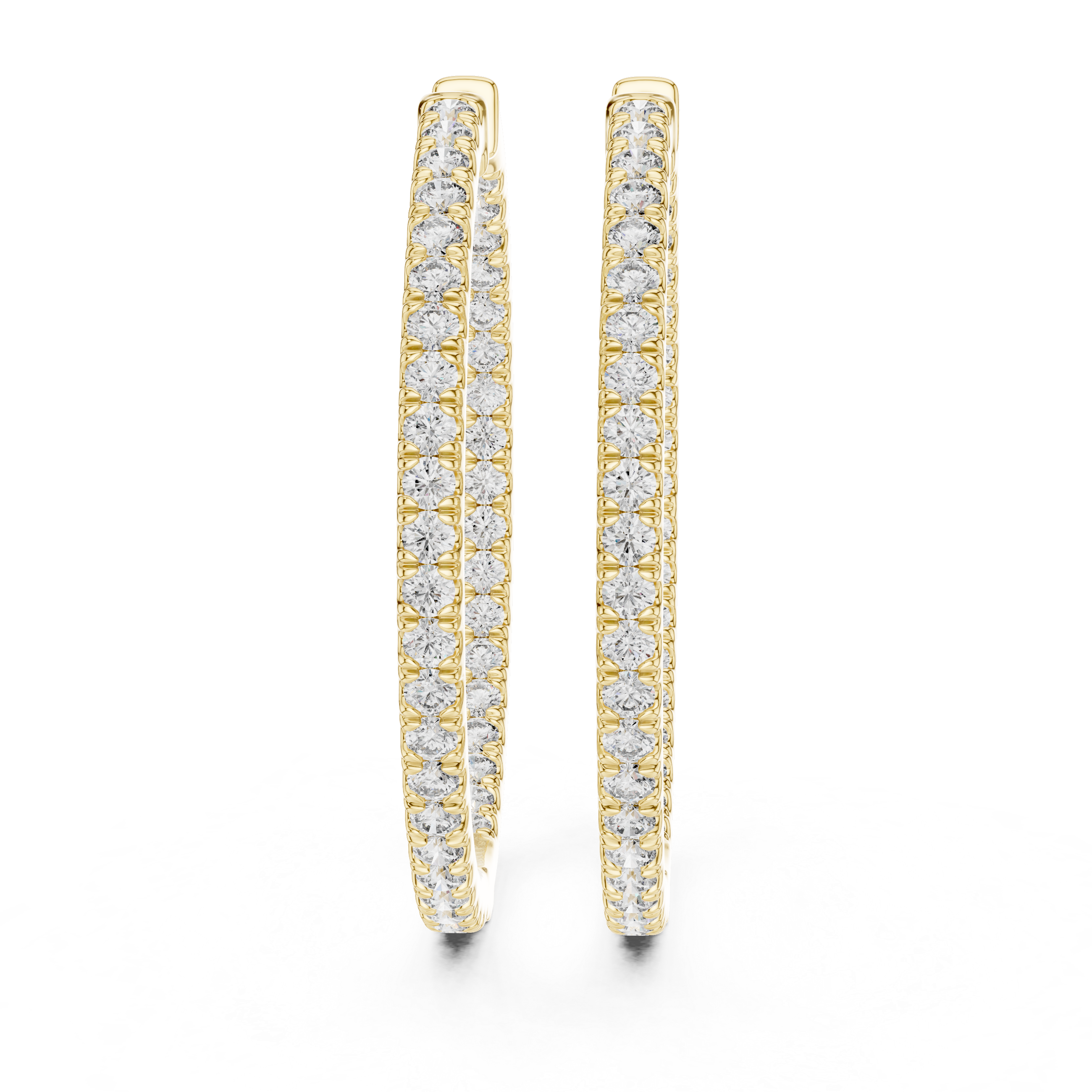 Full Diamond Hoop Earrings in Gold