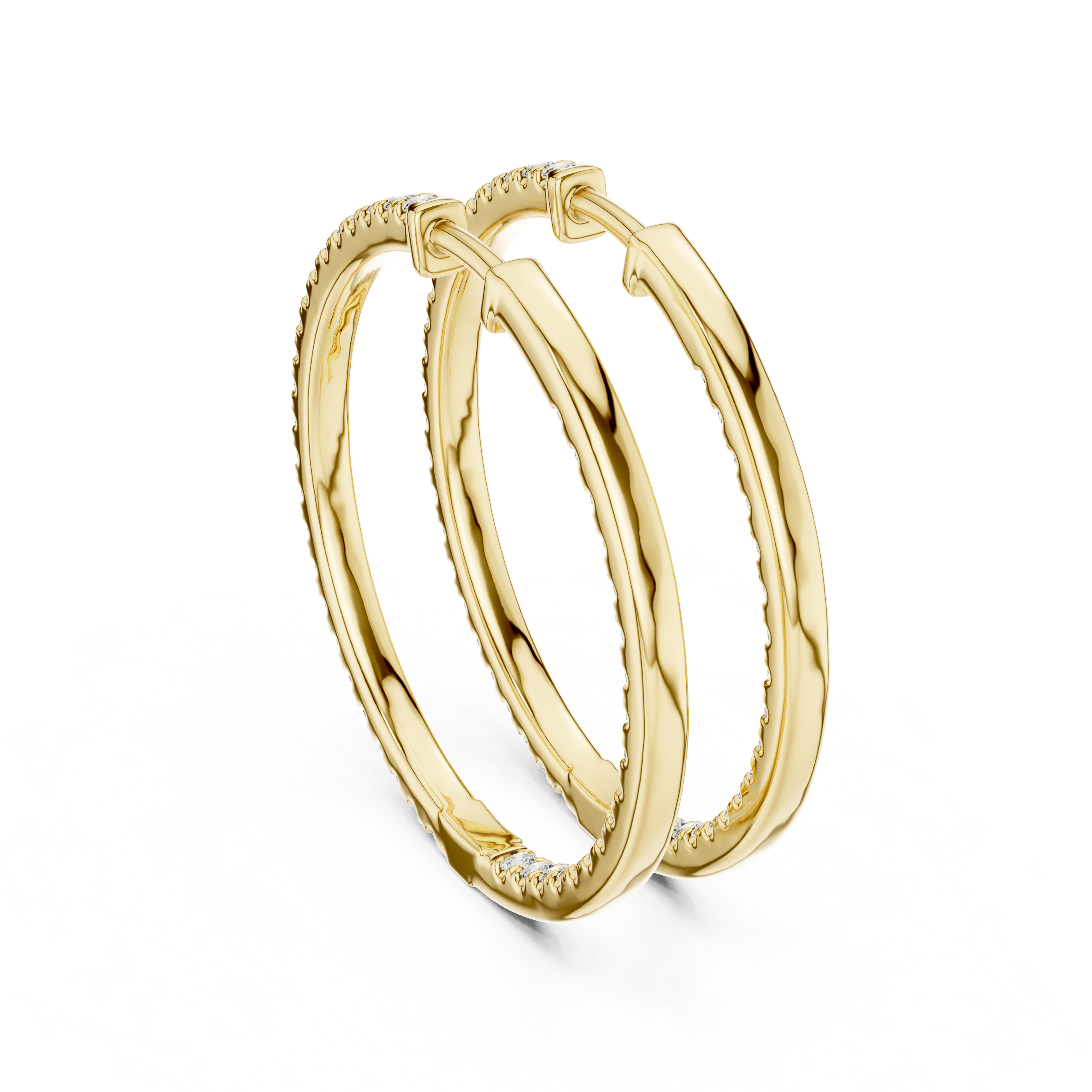 Full Diamond Hoop Earrings in Gold
