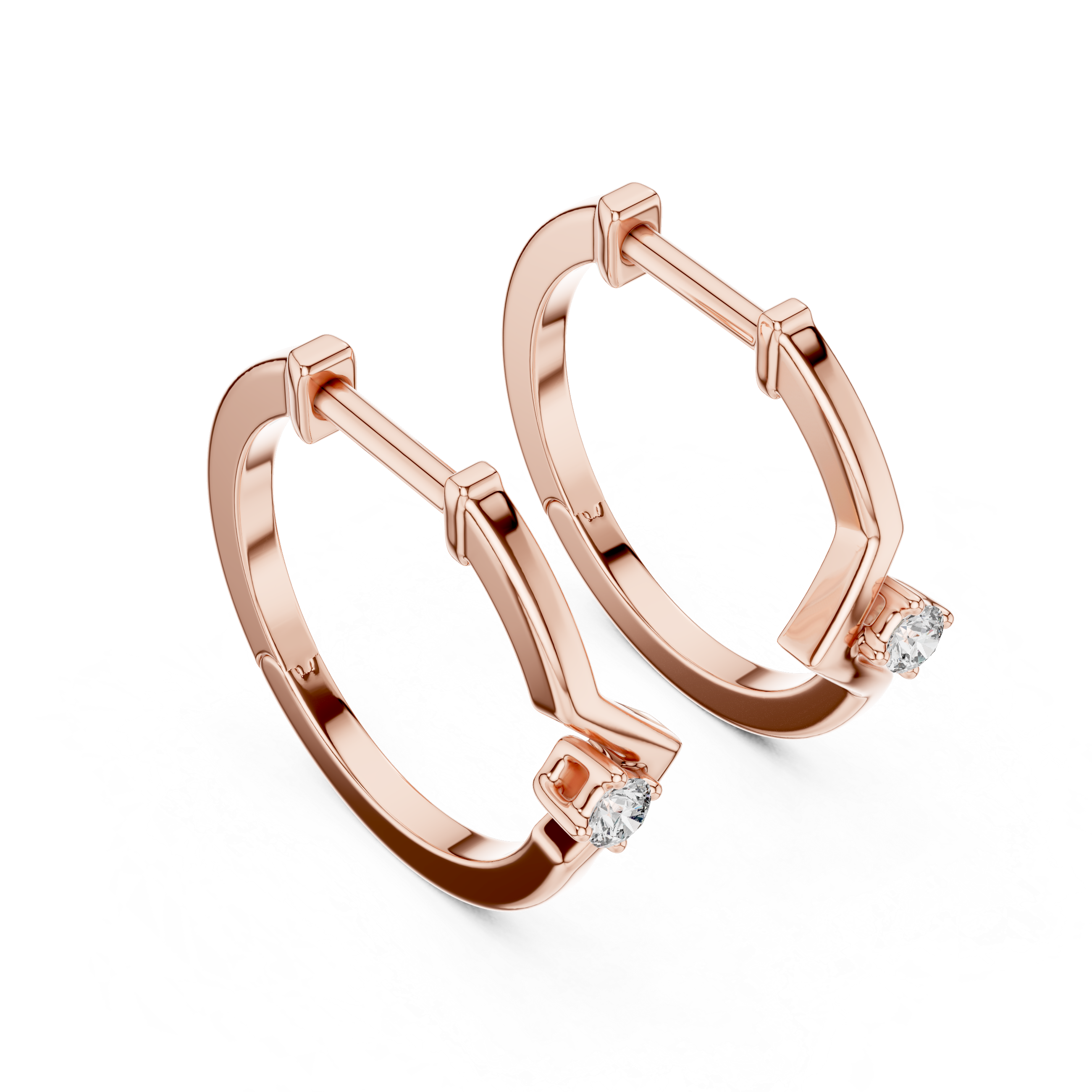 Minimal Geometric Diamond Hoop Earrings
