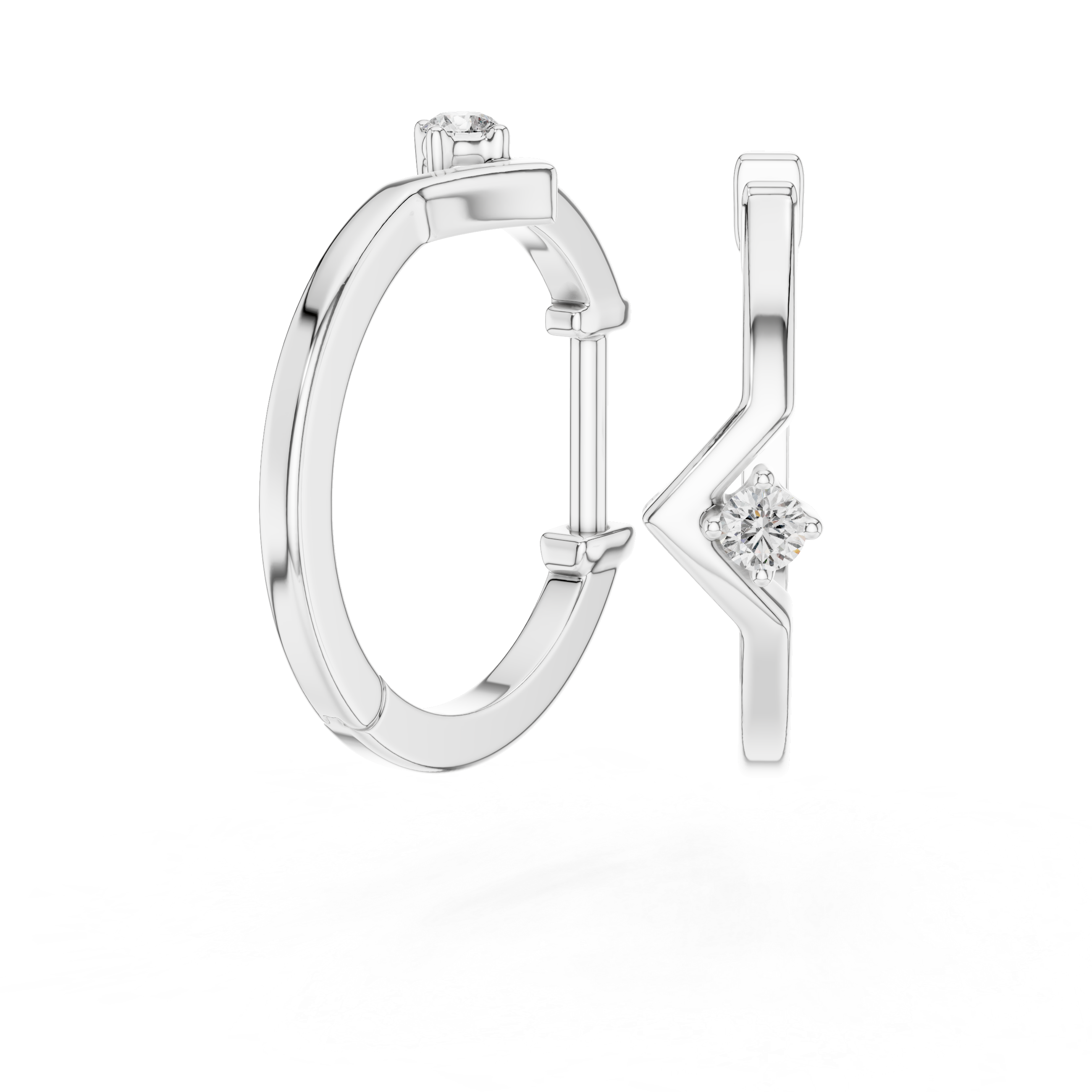 Minimal Geometric Diamond Hoop Earrings