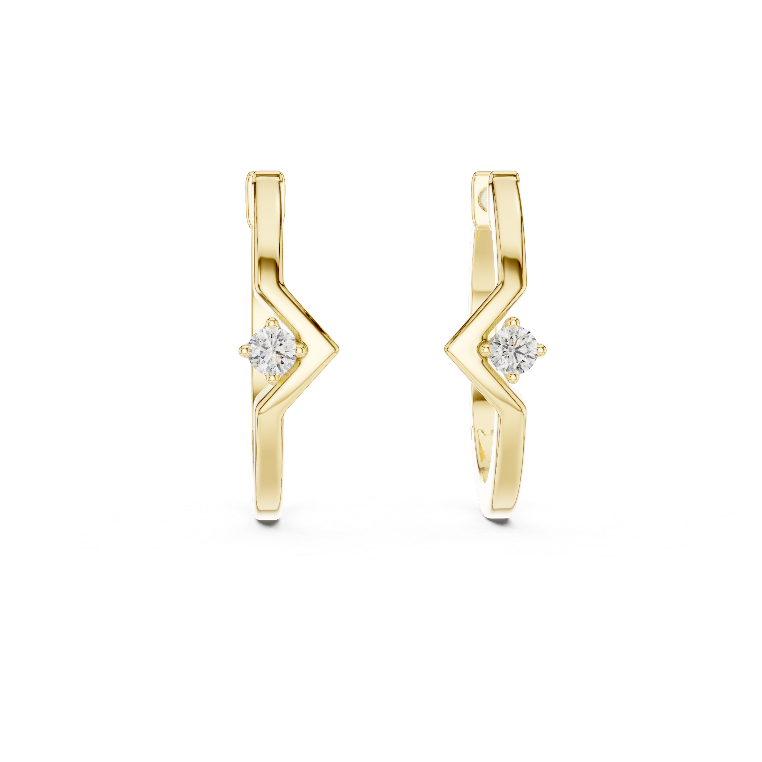 Minimalist Zigzag Diamond Hoop Earrings in Gold