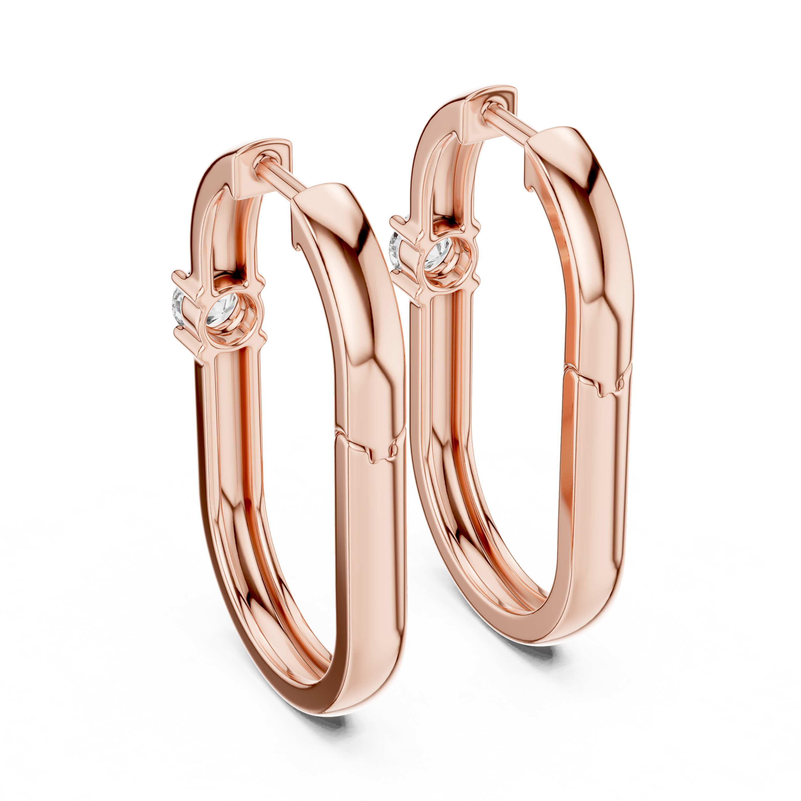 Modern Solitaire Diamond Hoop Earrings in Gold