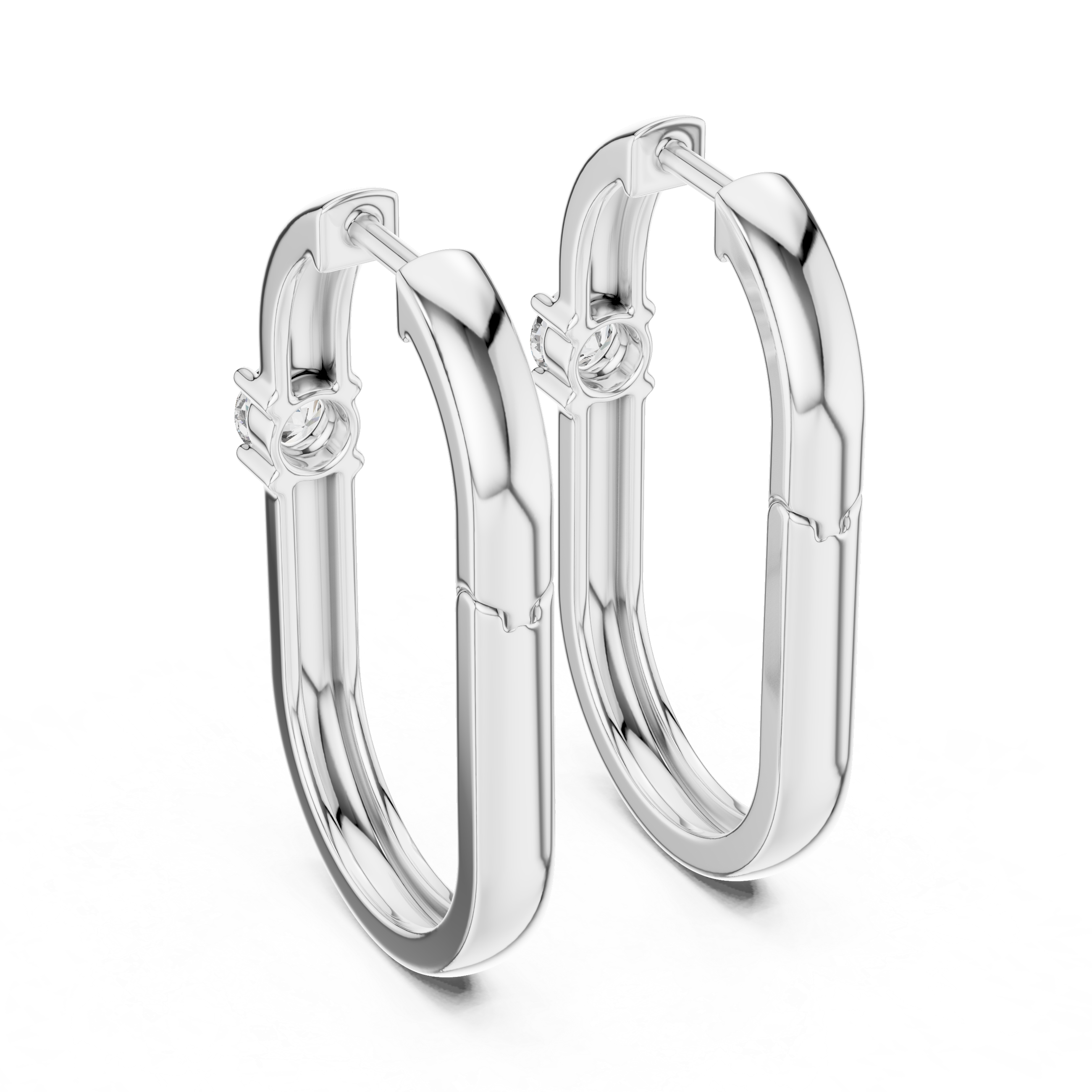 Modern Solitaire Diamond Hoop Earrings in Gold