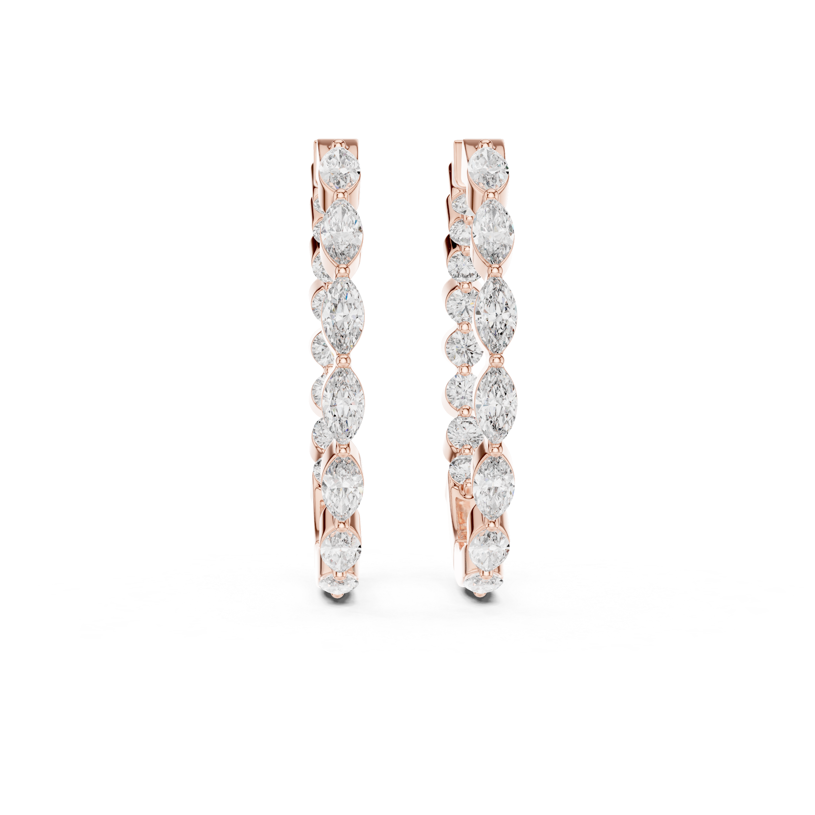 Marquise Diamond Hoop Earrings in Gold