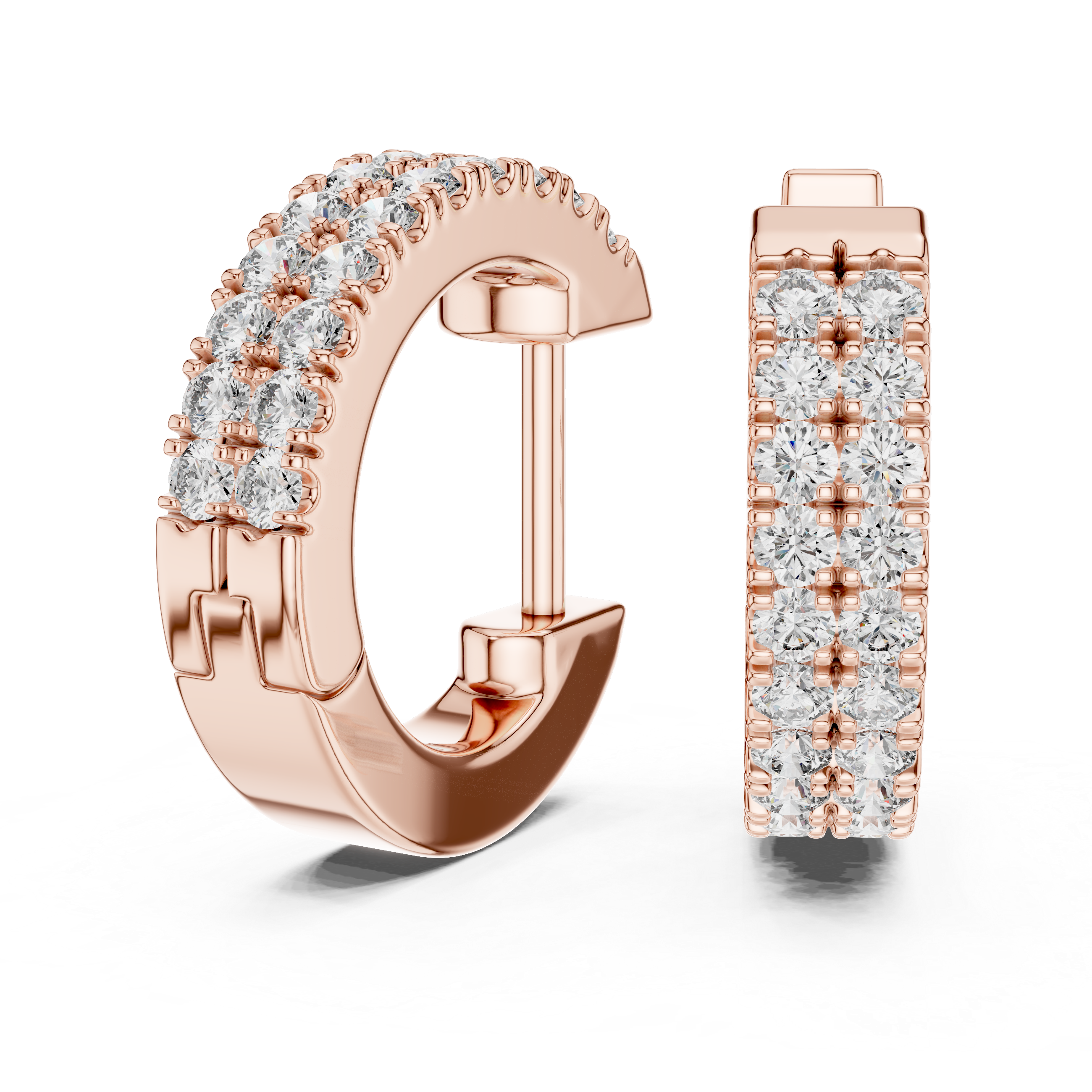 Double Row Diamond Hoop Earrings
