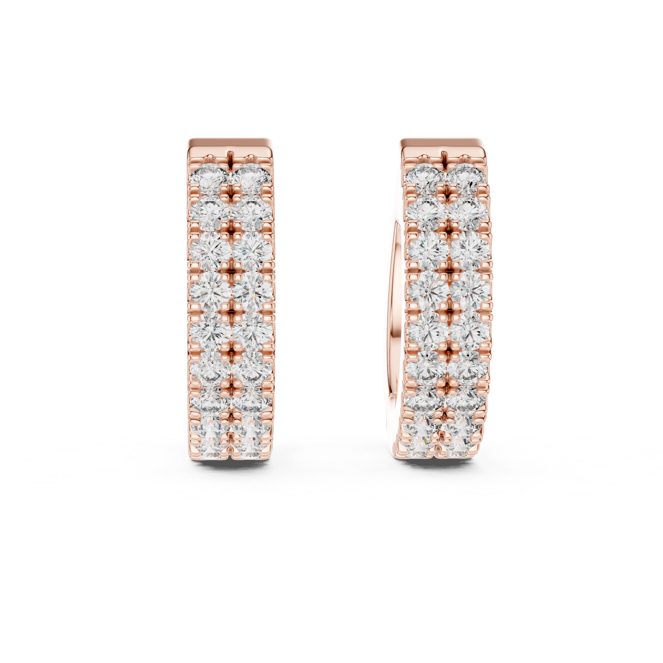 Double Row Diamond Hoop Earrings