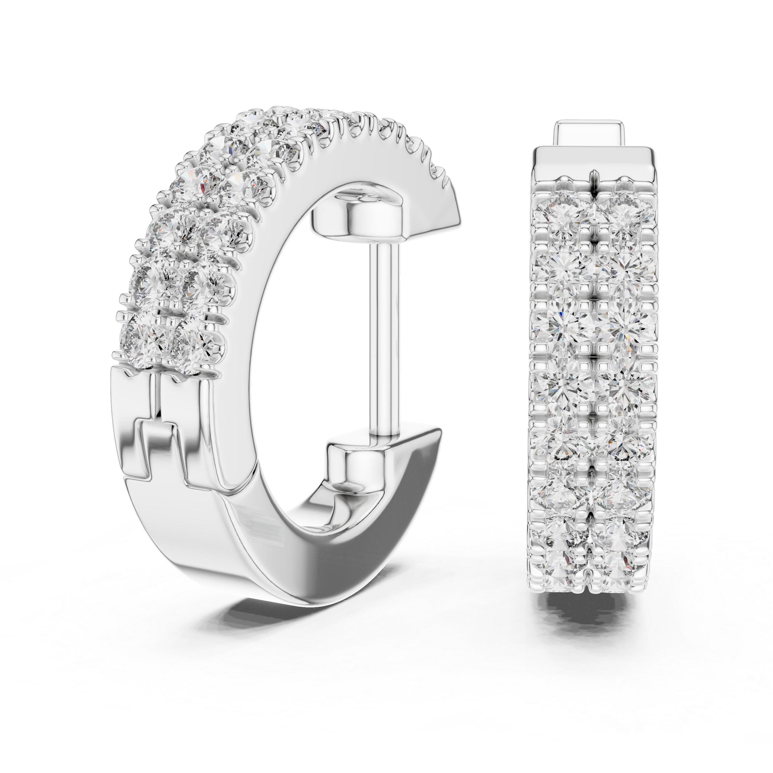 Double Row Diamond Hoop Earrings