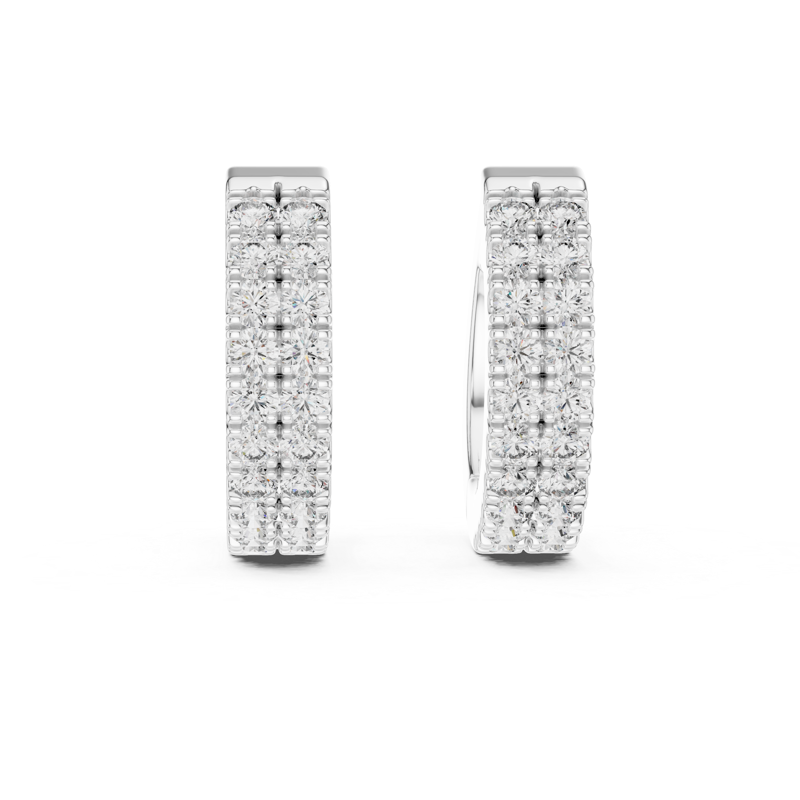 Double Row Diamond Hoop Earrings