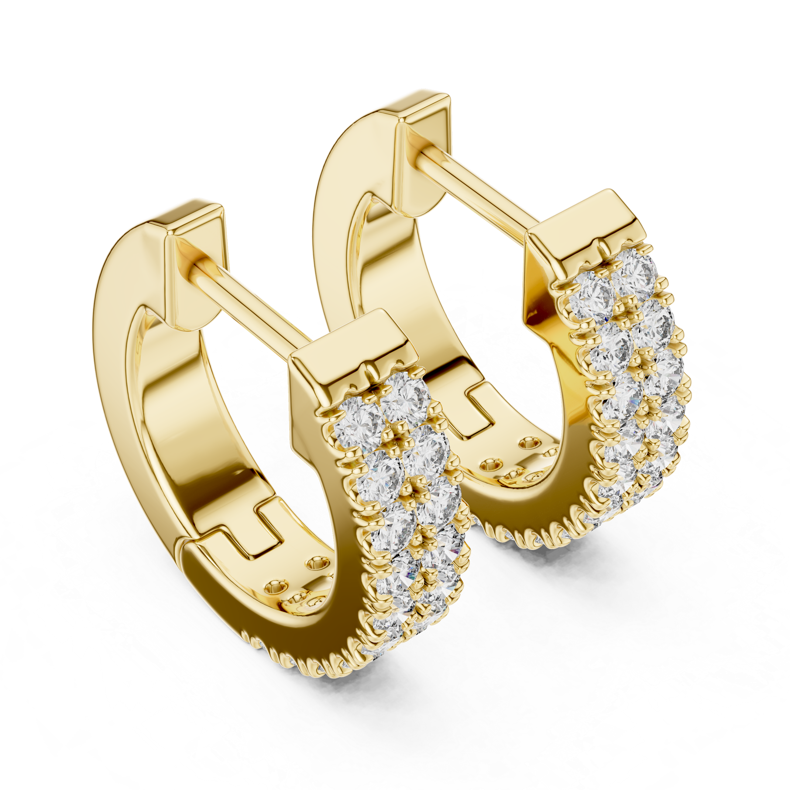 Double Row Diamond Hoop Earrings