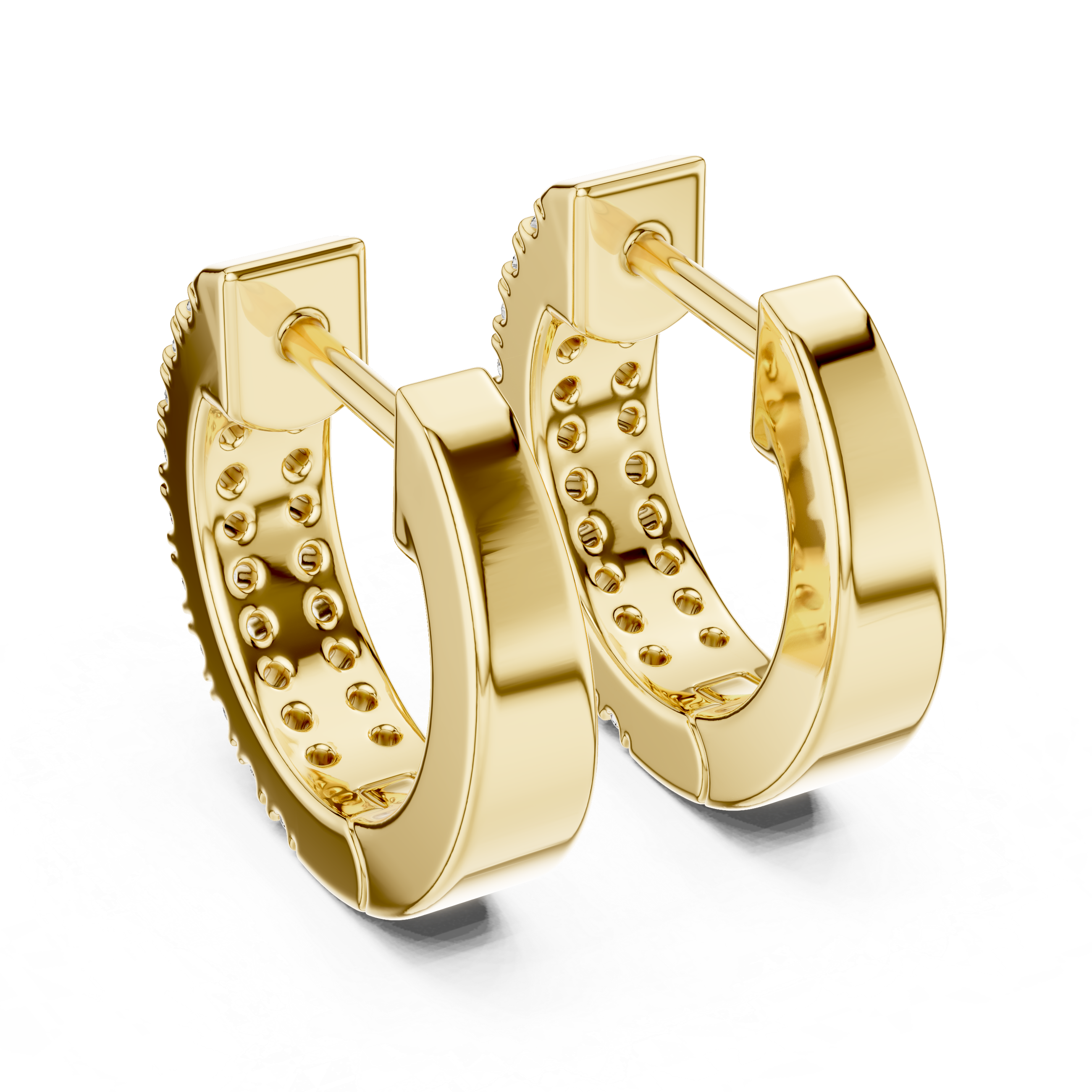 Double Row Diamond Hoop Earrings