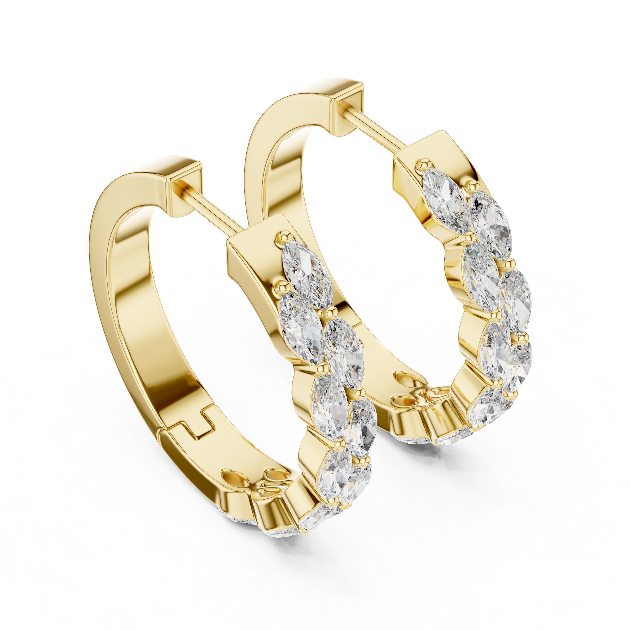 Marquise Diamond Hoop Earrings in Graduated Luxury Design