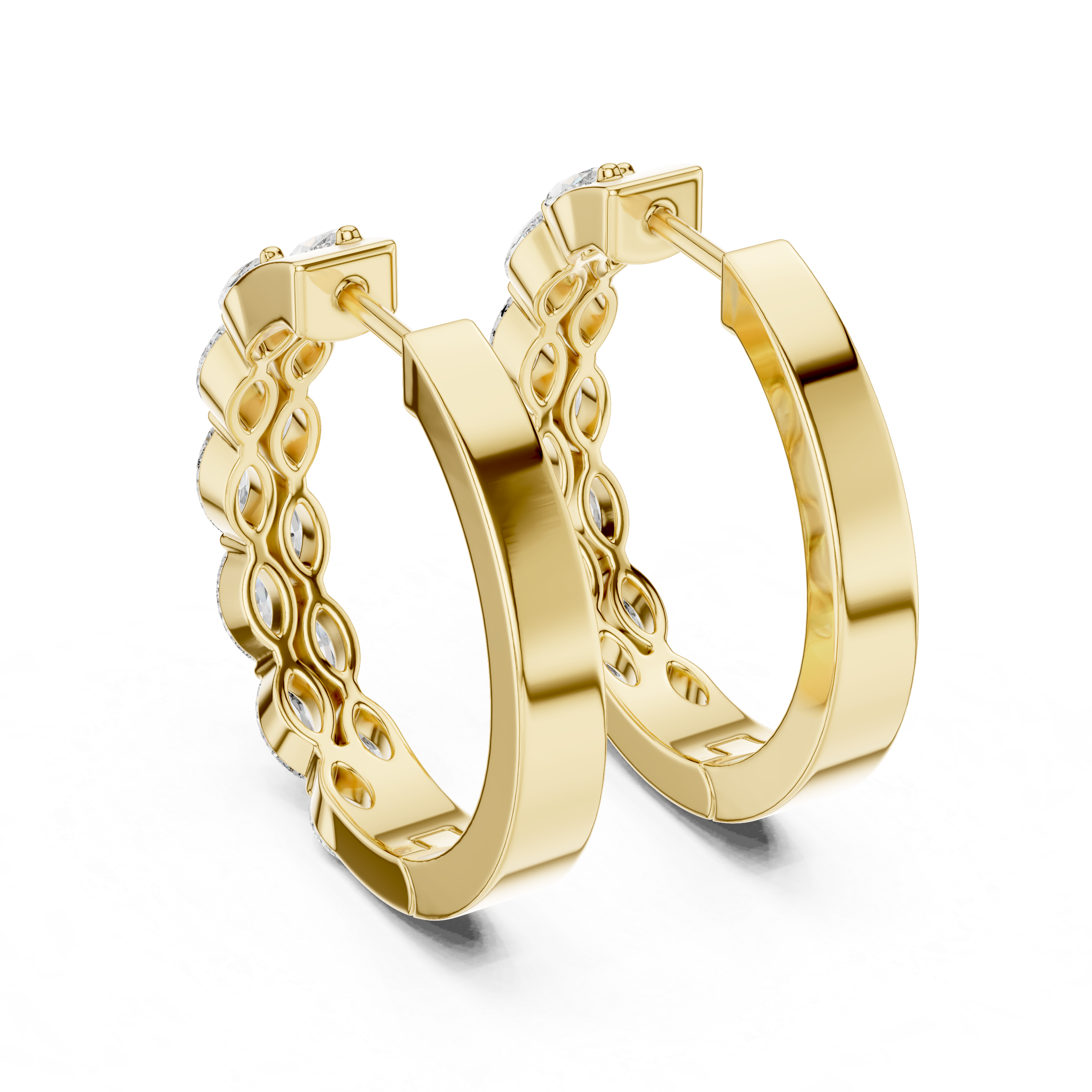 Marquise Diamond Hoop Earrings in Graduated Luxury Design