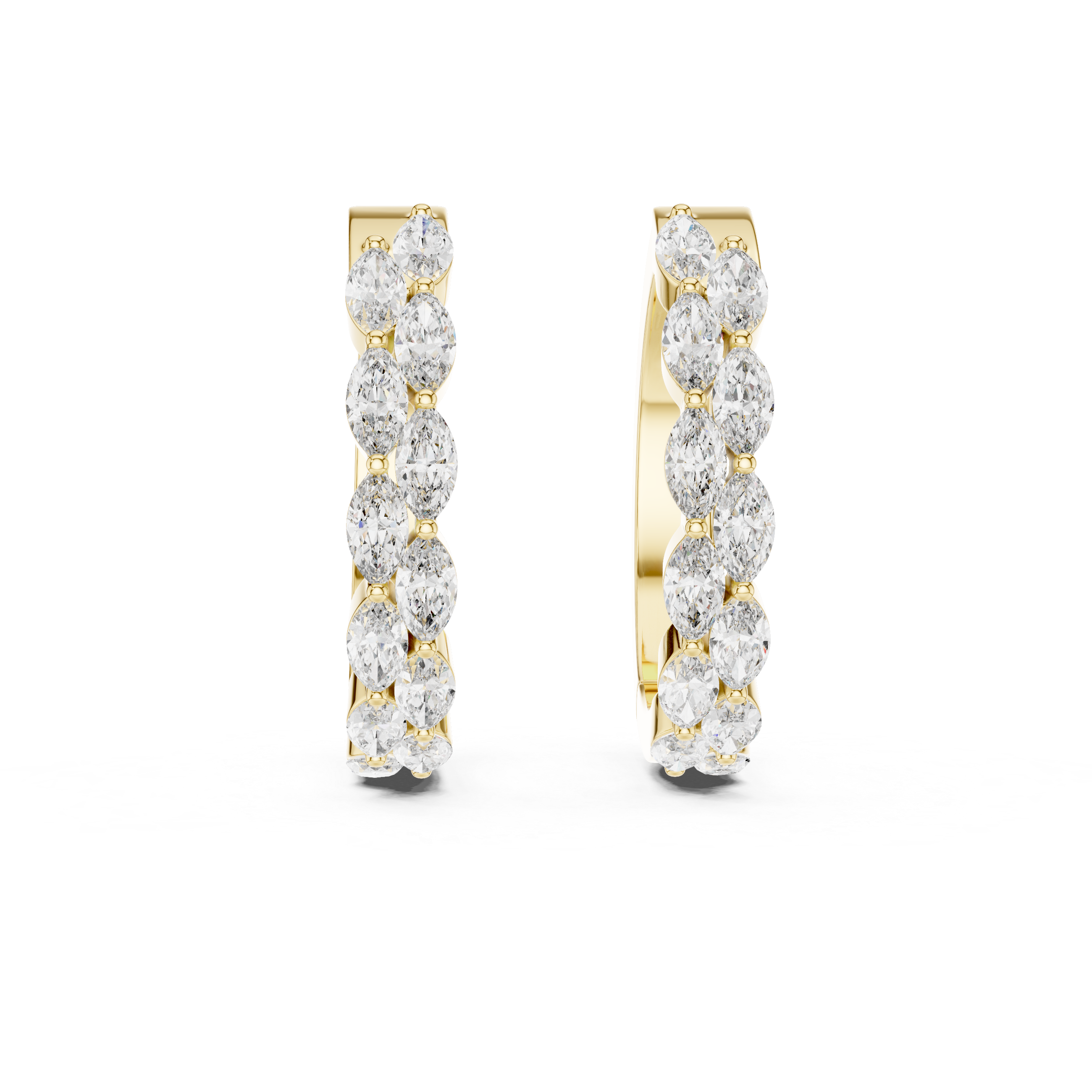 Marquise Diamond Hoop Earrings in Graduated Luxury Design