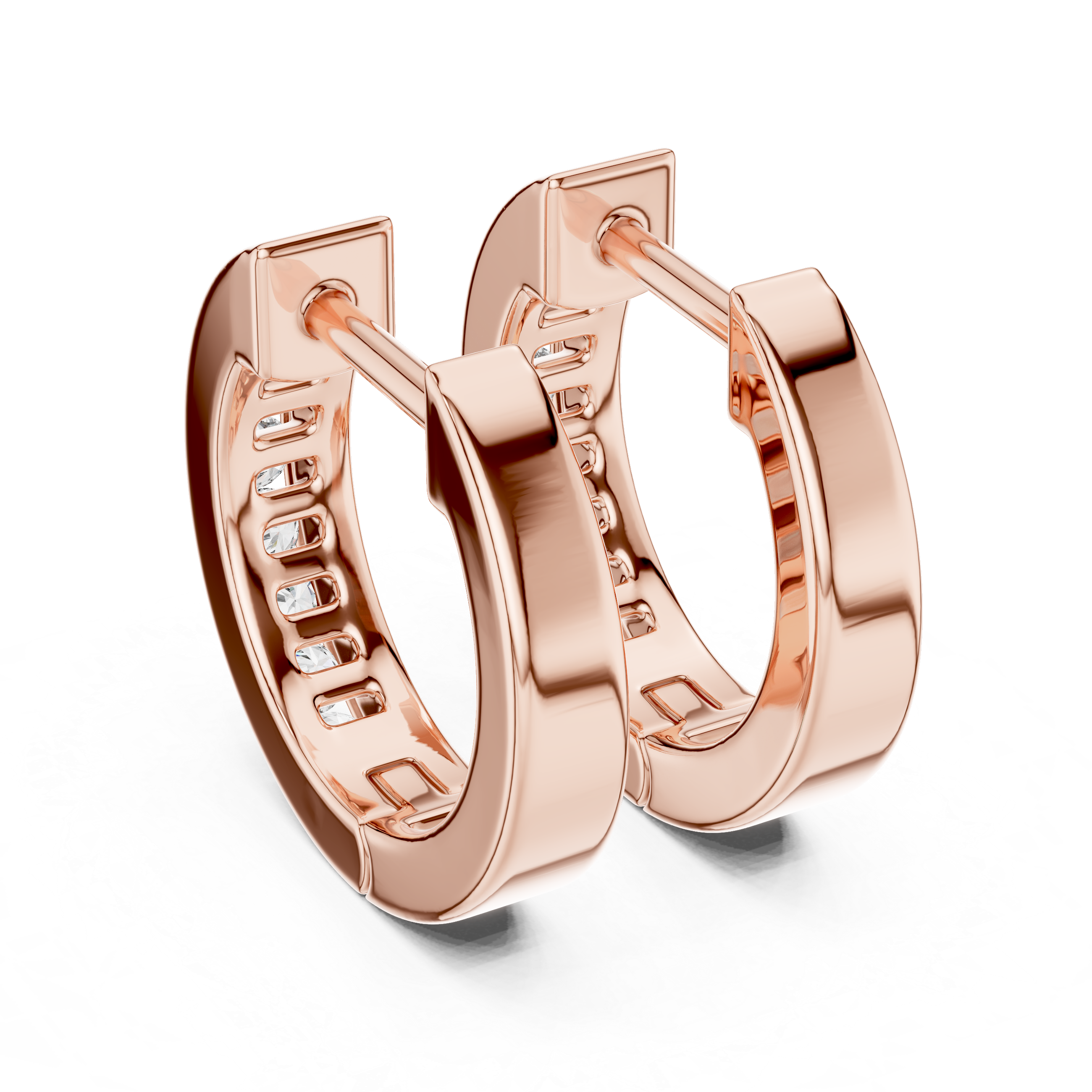 Minimal Channel Set Diamond Hoop Earrings