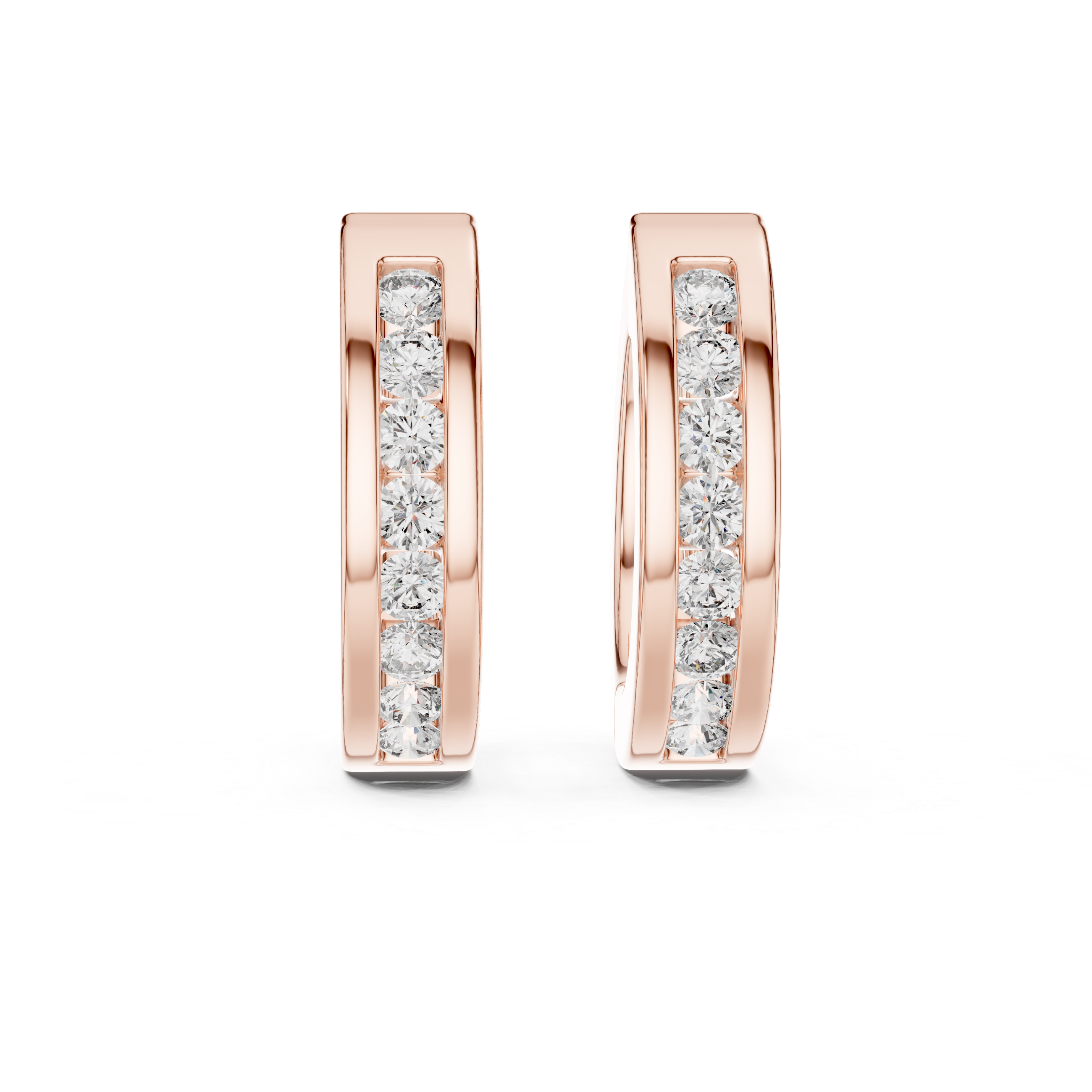 Minimal Channel Set Diamond Hoop Earrings