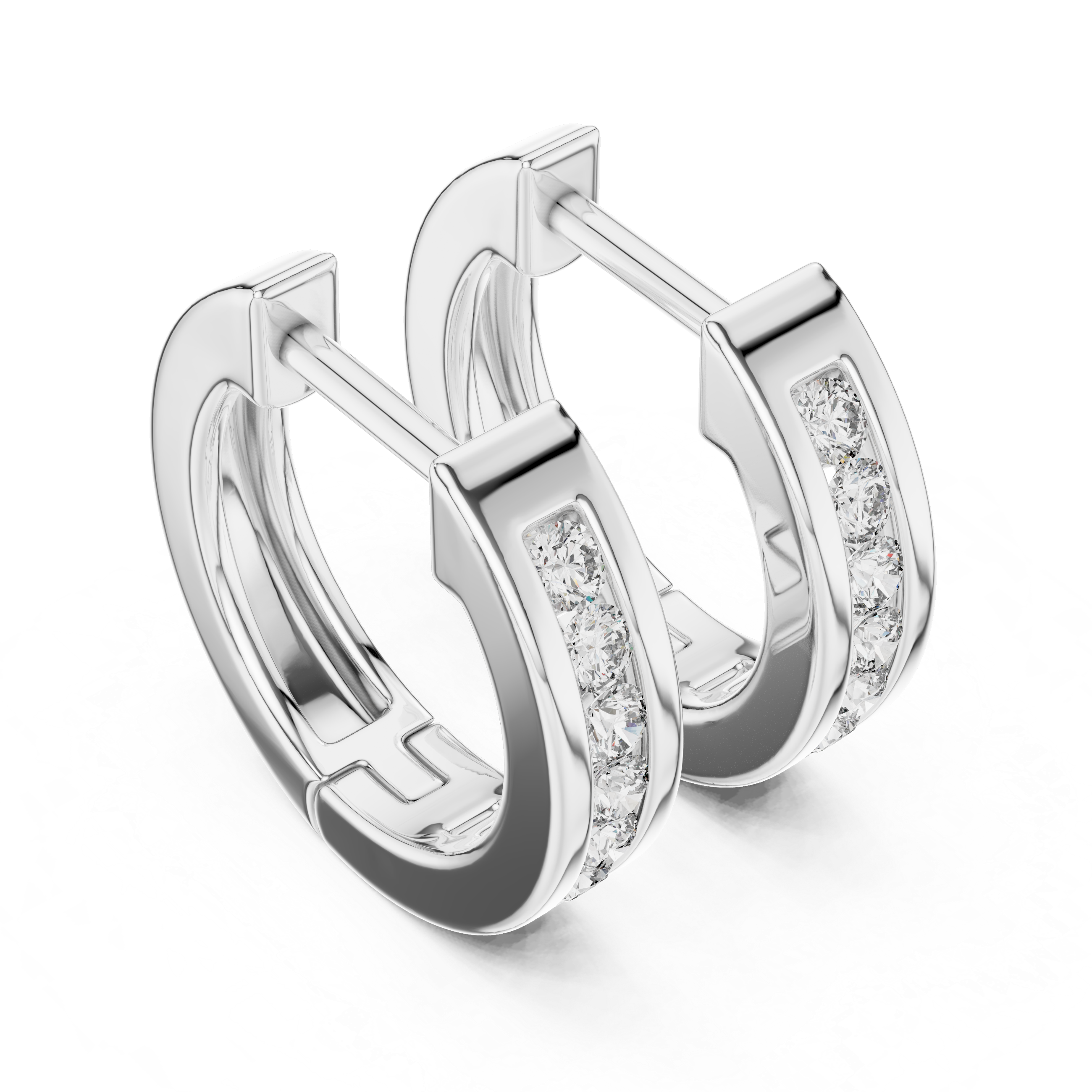 Minimal Channel Set Diamond Hoop Earrings
