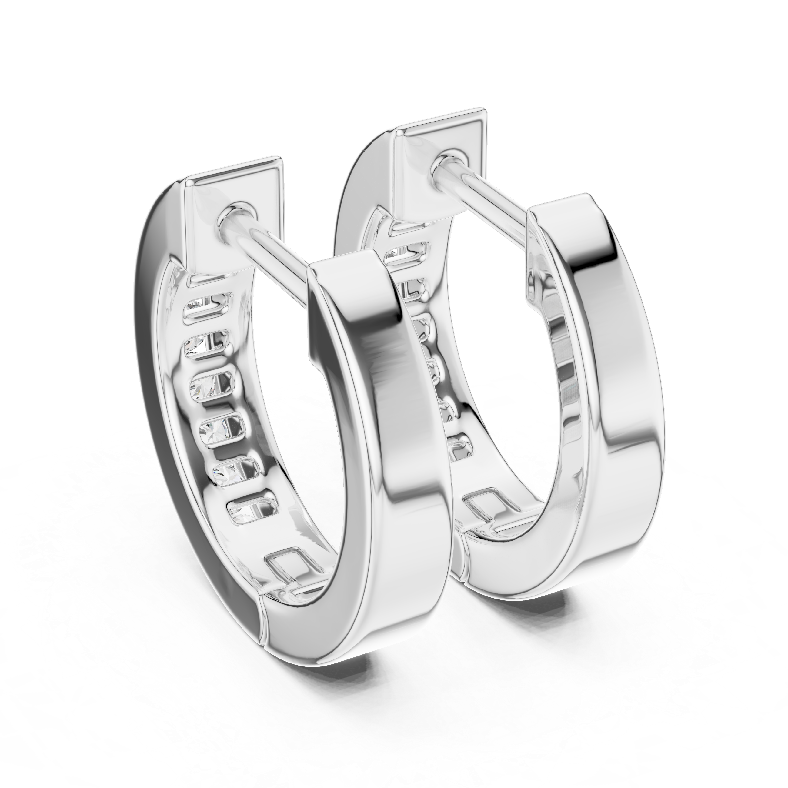 Minimal Channel Set Diamond Hoop Earrings