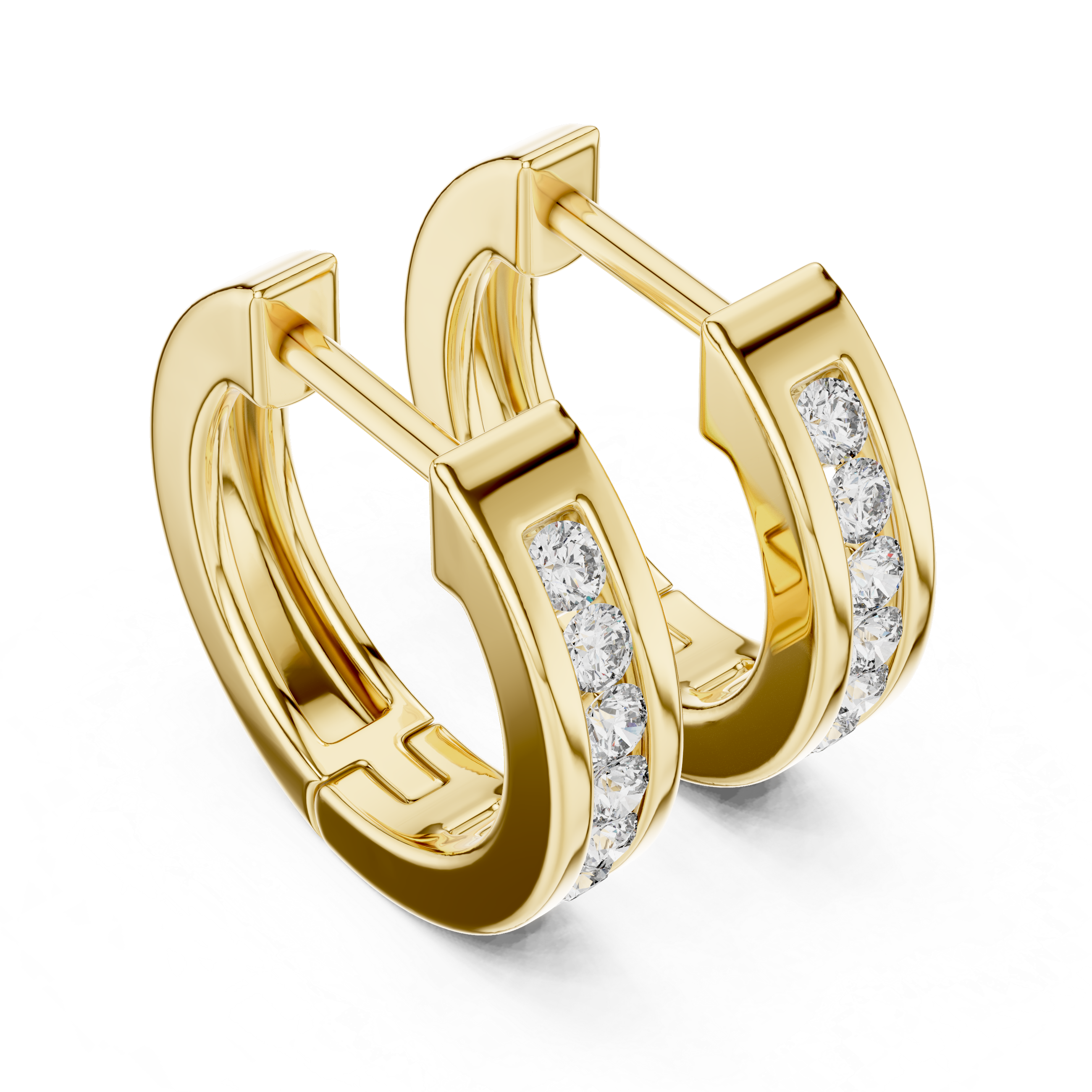 Minimal Channel Set Diamond Hoop Earrings