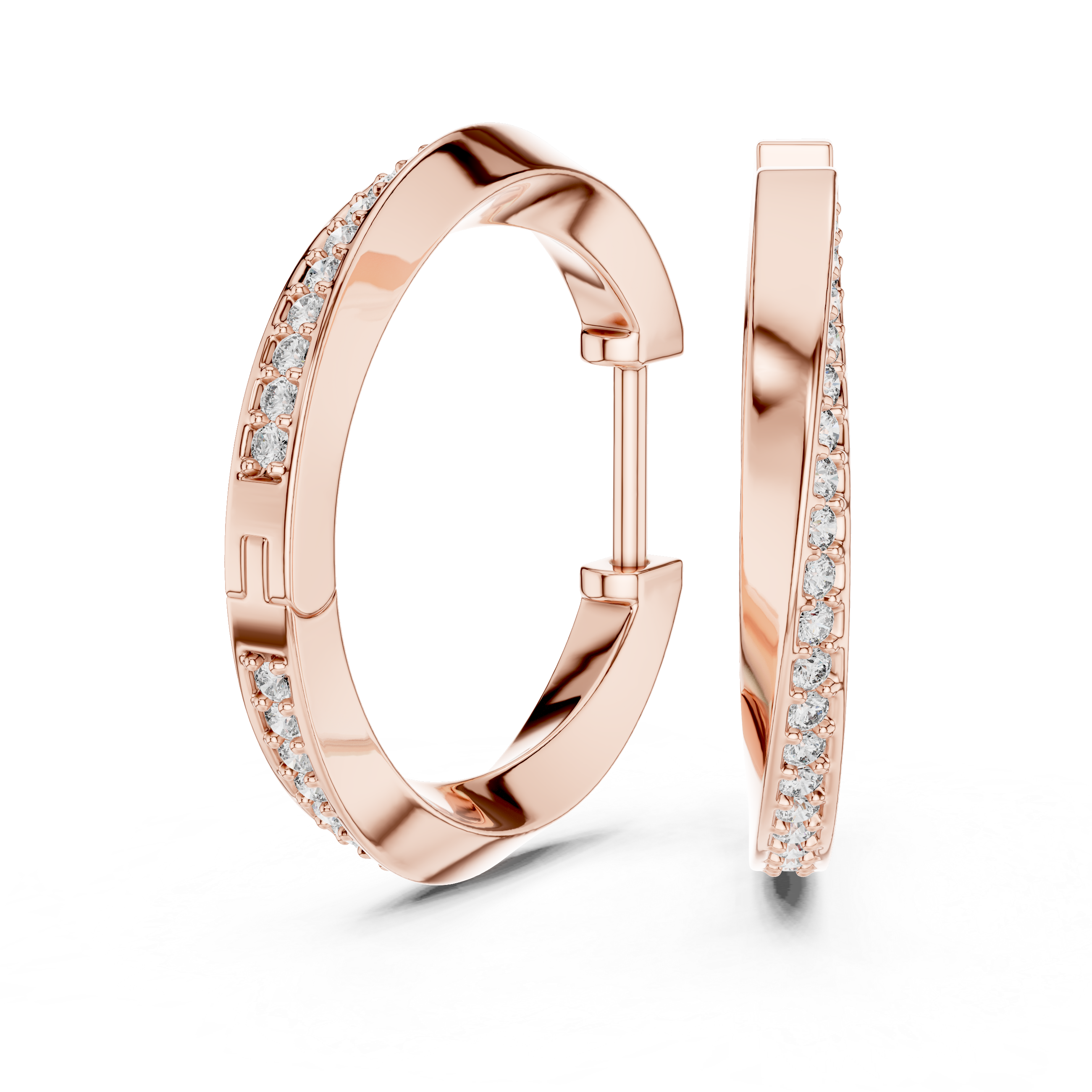 Modern Pavé Diamond Hoop Earrings