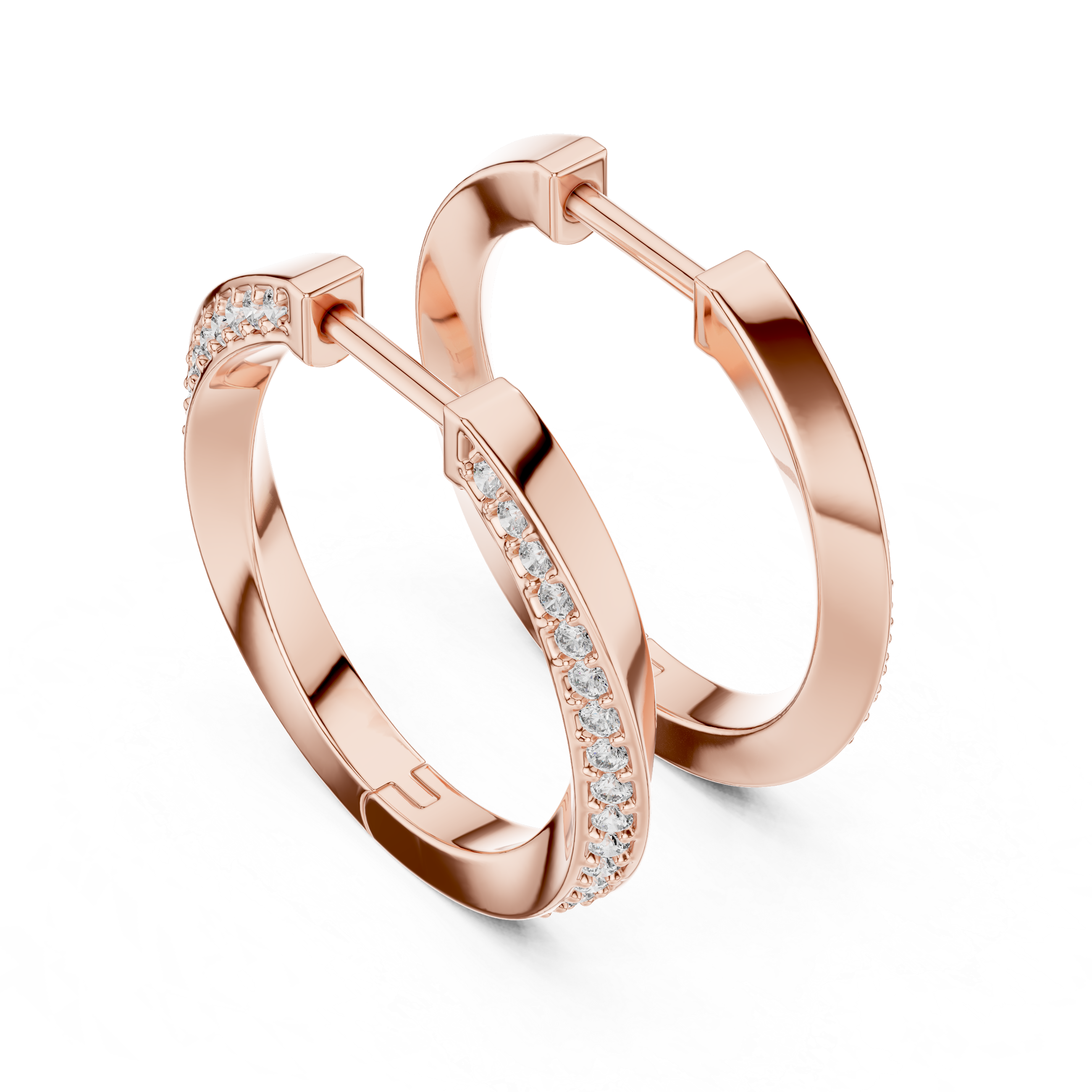 Modern Pavé Diamond Hoop Earrings