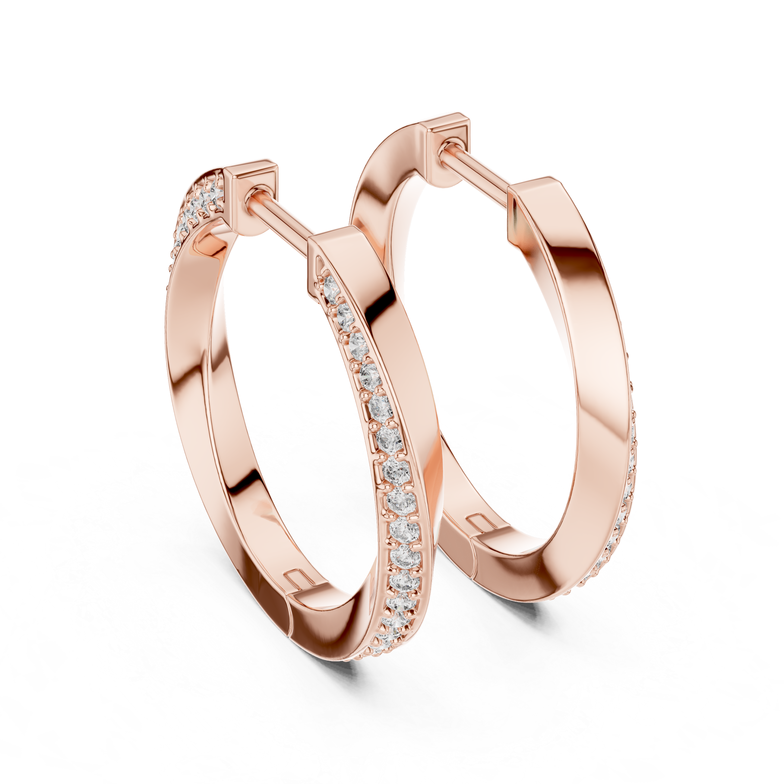 Modern Pavé Diamond Hoop Earrings