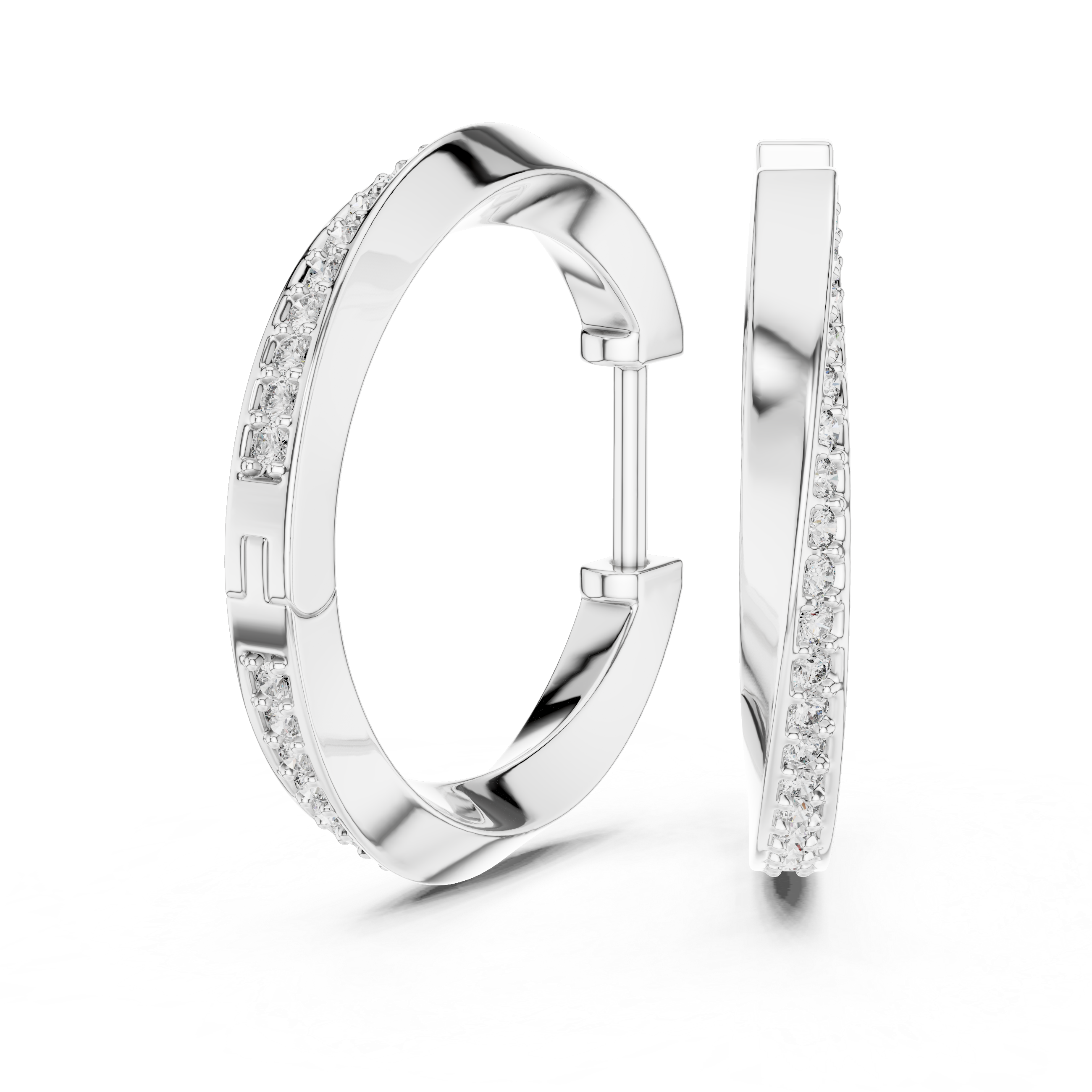 Modern Pavé Diamond Hoop Earrings