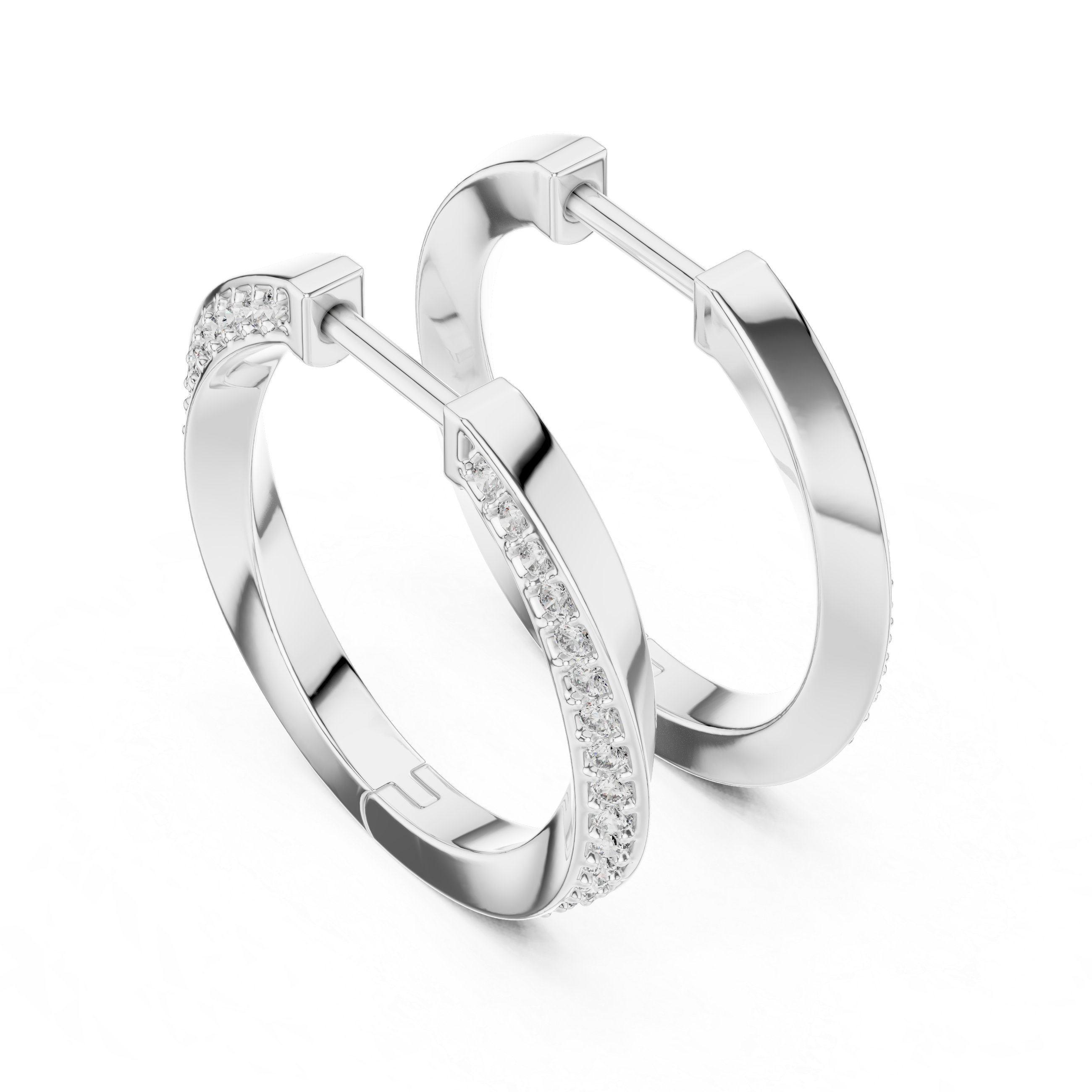 Modern Pavé Diamond Hoop Earrings