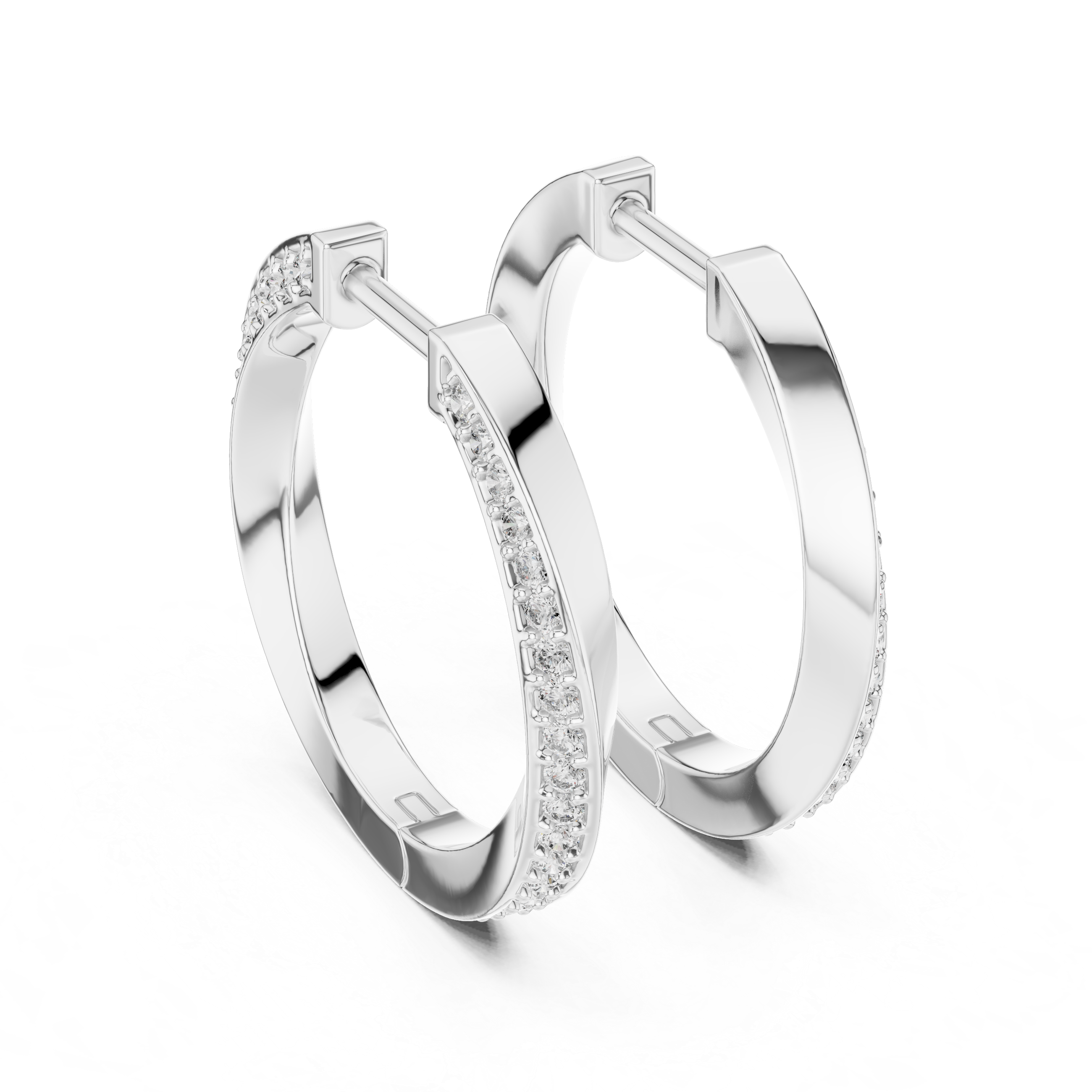 Modern Pavé Diamond Hoop Earrings