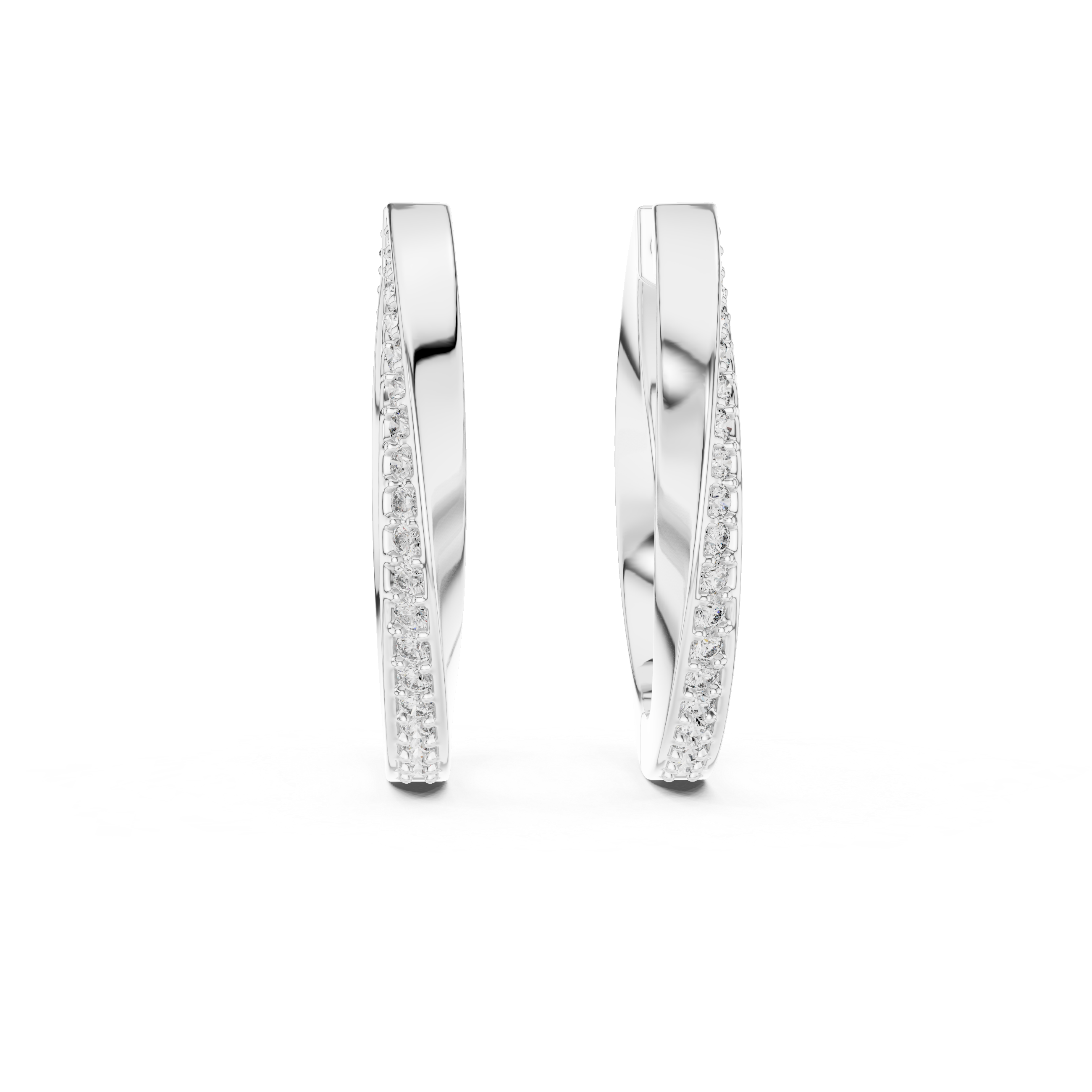 Modern Pavé Diamond Hoop Earrings