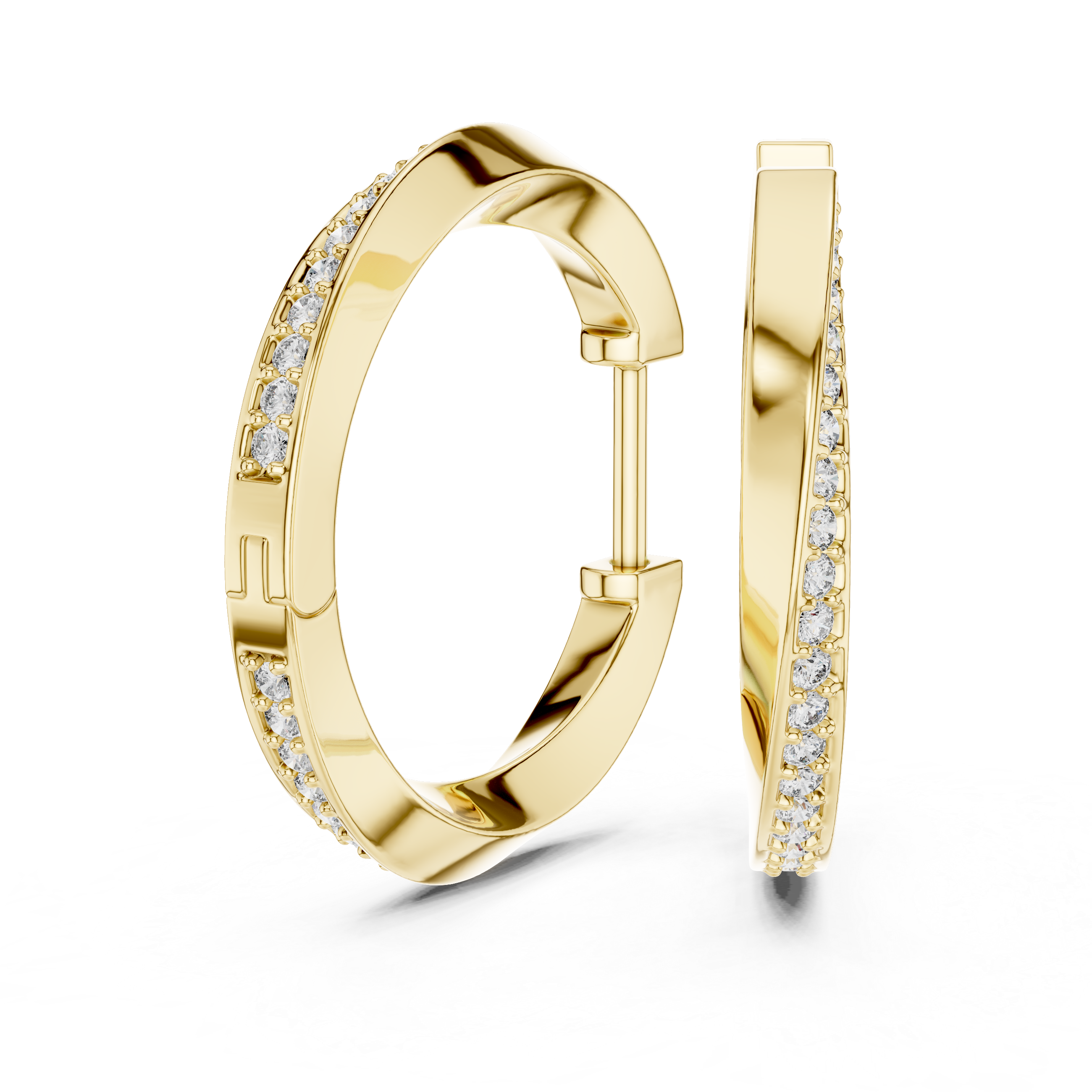 Modern Pavé Diamond Hoop Earrings