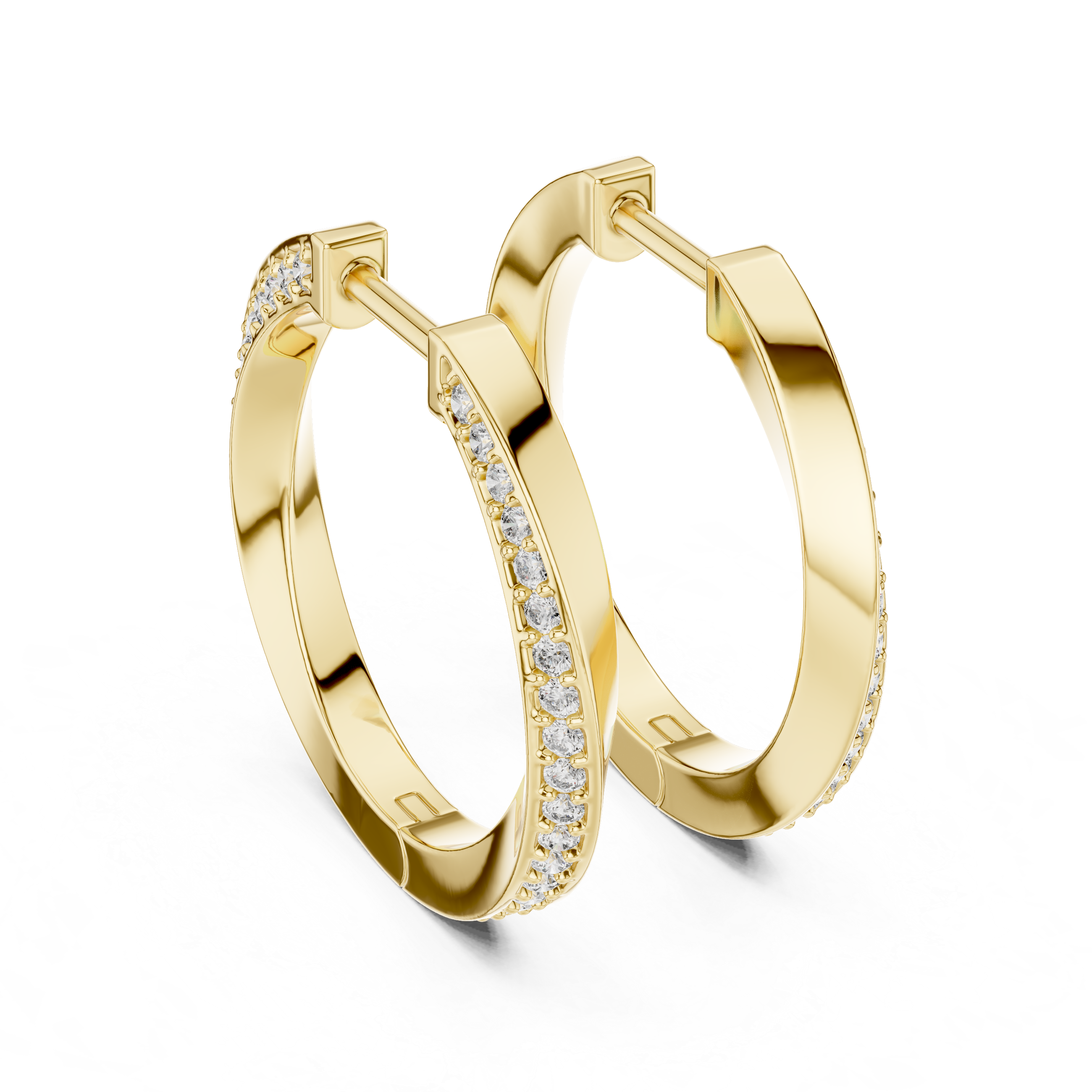 Modern Pavé Diamond Hoop Earrings