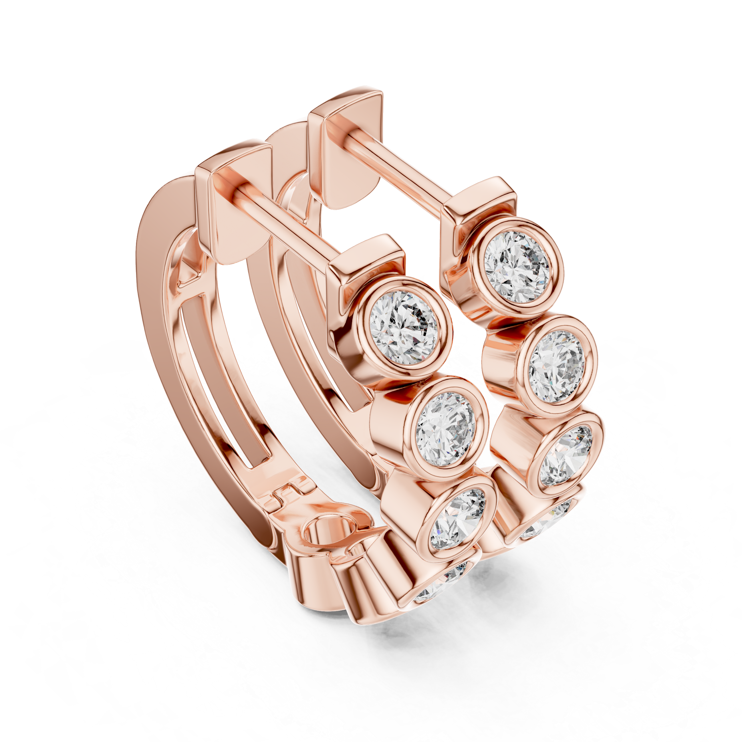 Bezel Set Diamond Hoop Earrings in Gold