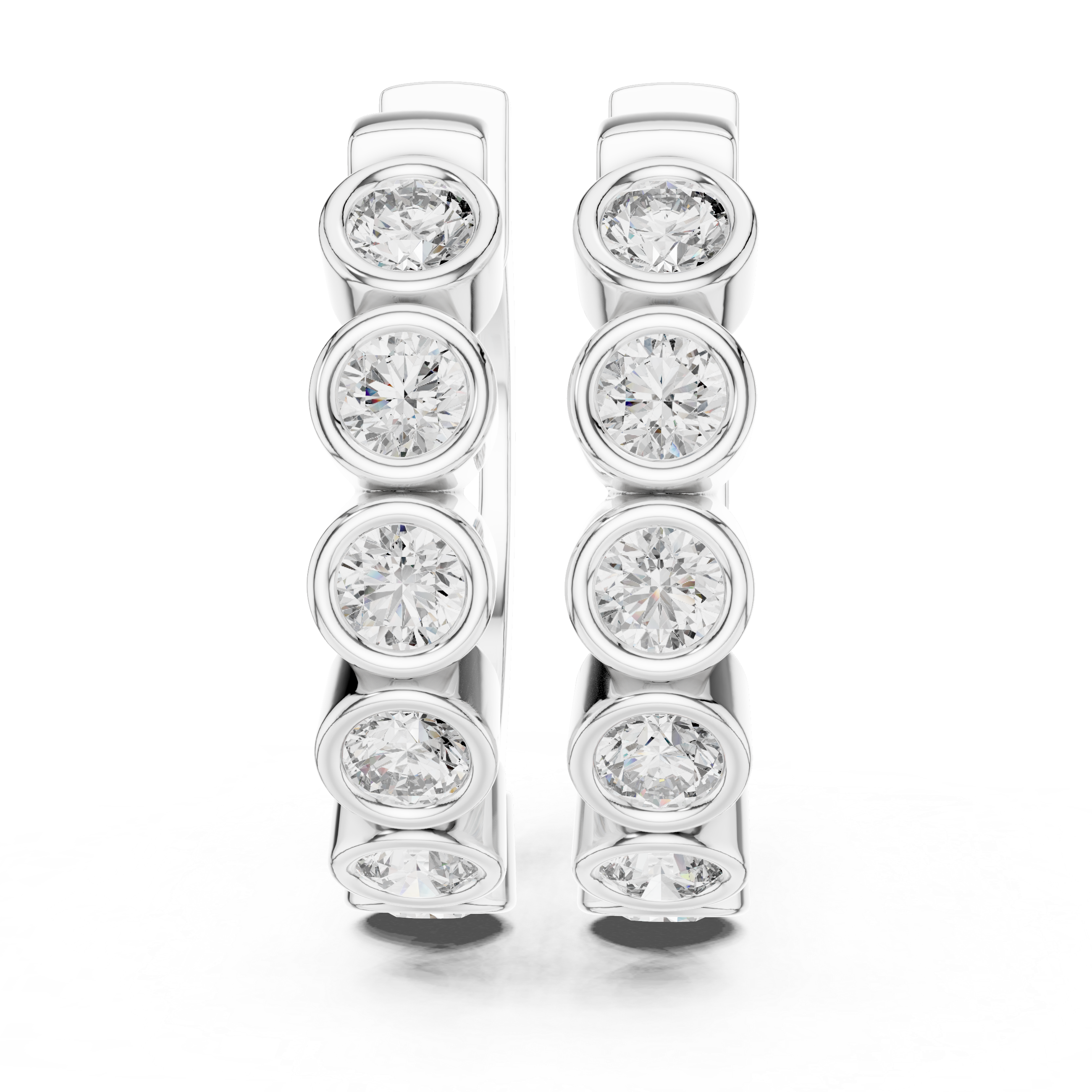 Bezel Set Diamond Hoop Earrings in Gold