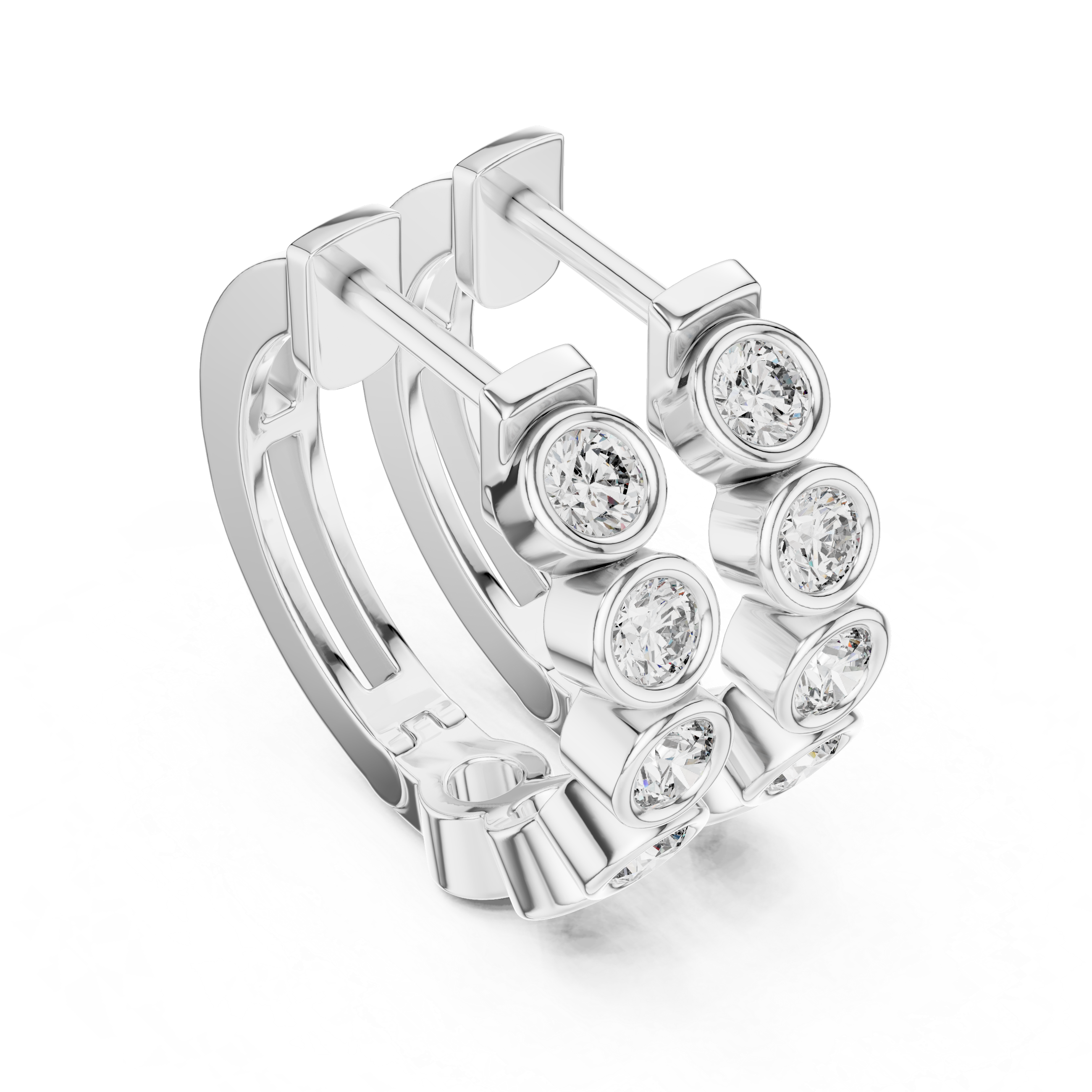Bezel Set Diamond Hoop Earrings in Gold