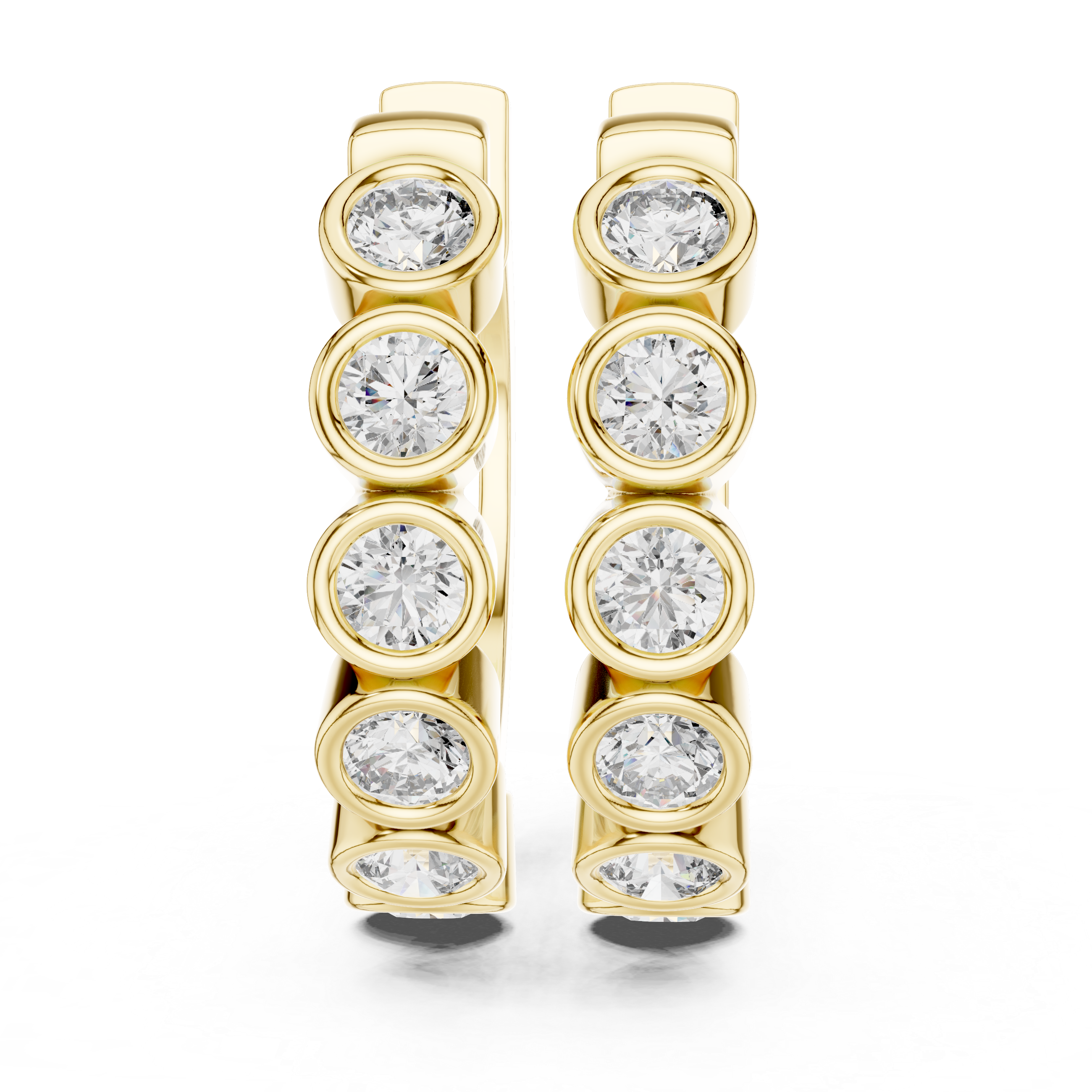 Bezel Set Diamond Hoop Earrings in Gold