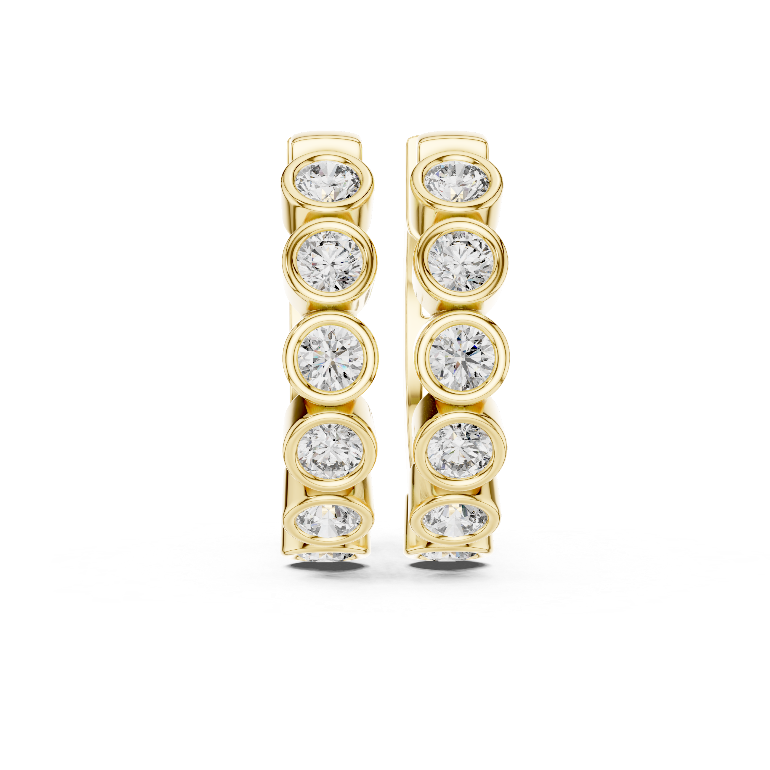 Bezel Set Diamond Hoop Earrings in Gold