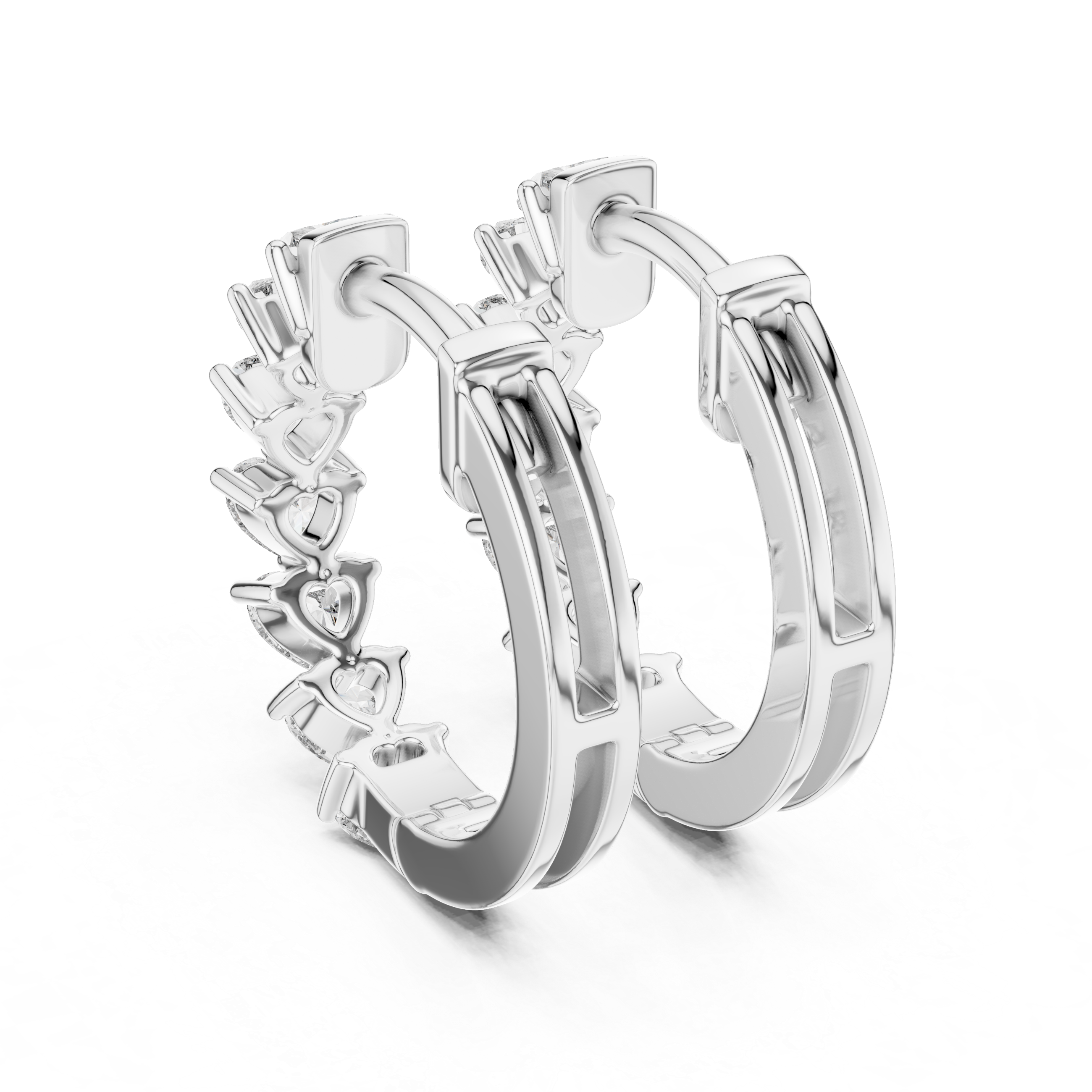 Heart Cut Diamond Hoop Earrings