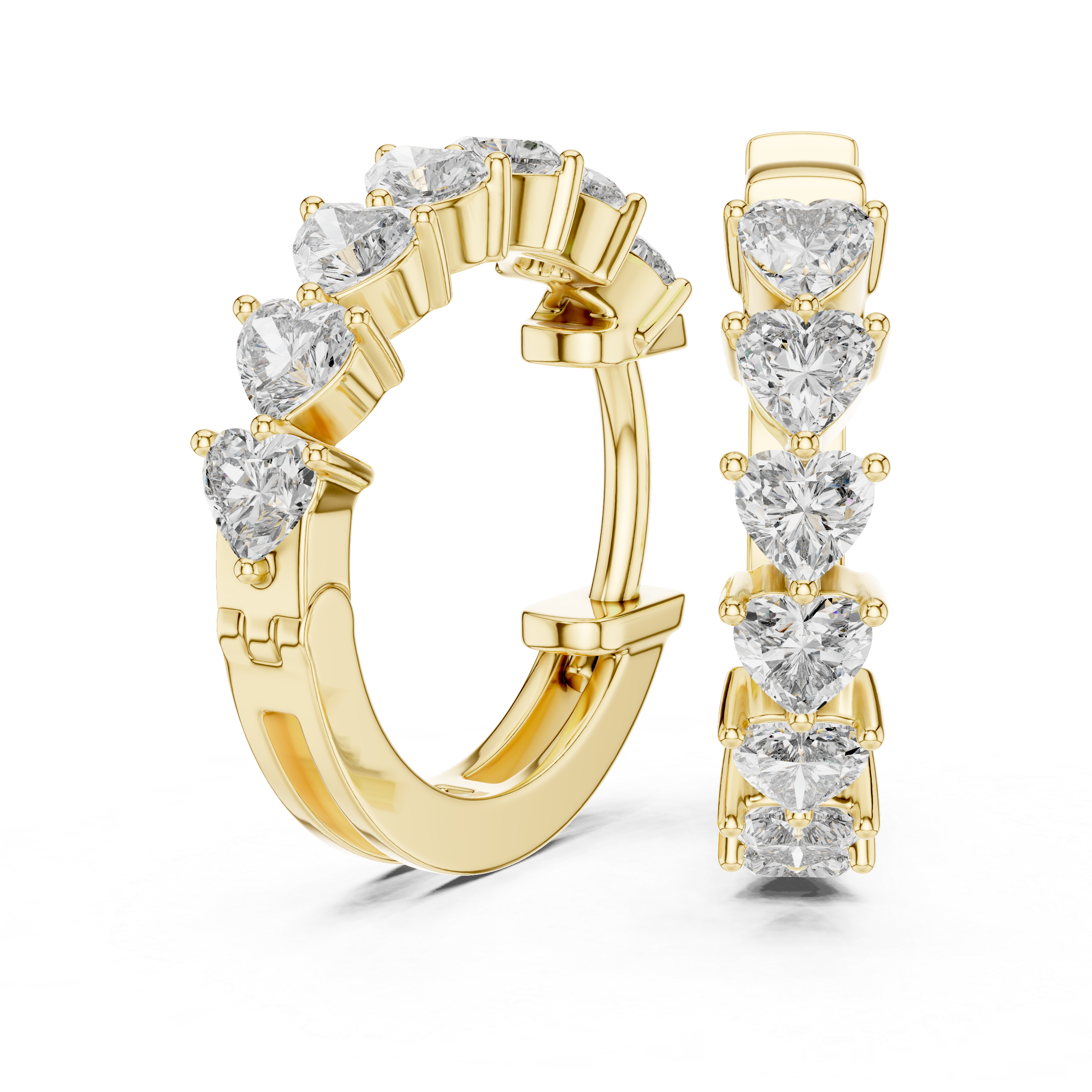 Heart Cut Diamond Hoop Earrings