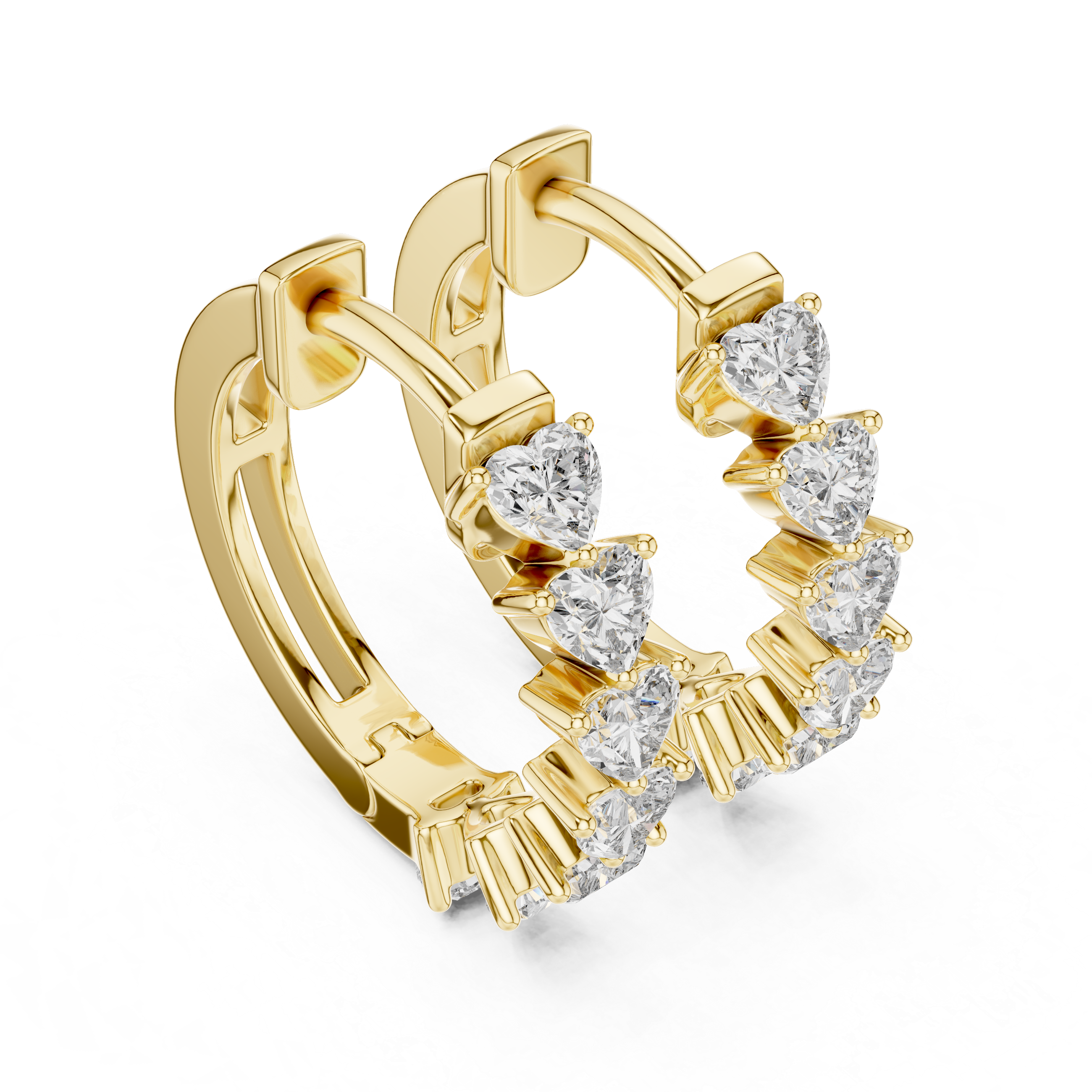 Heart Cut Diamond Hoop Earrings
