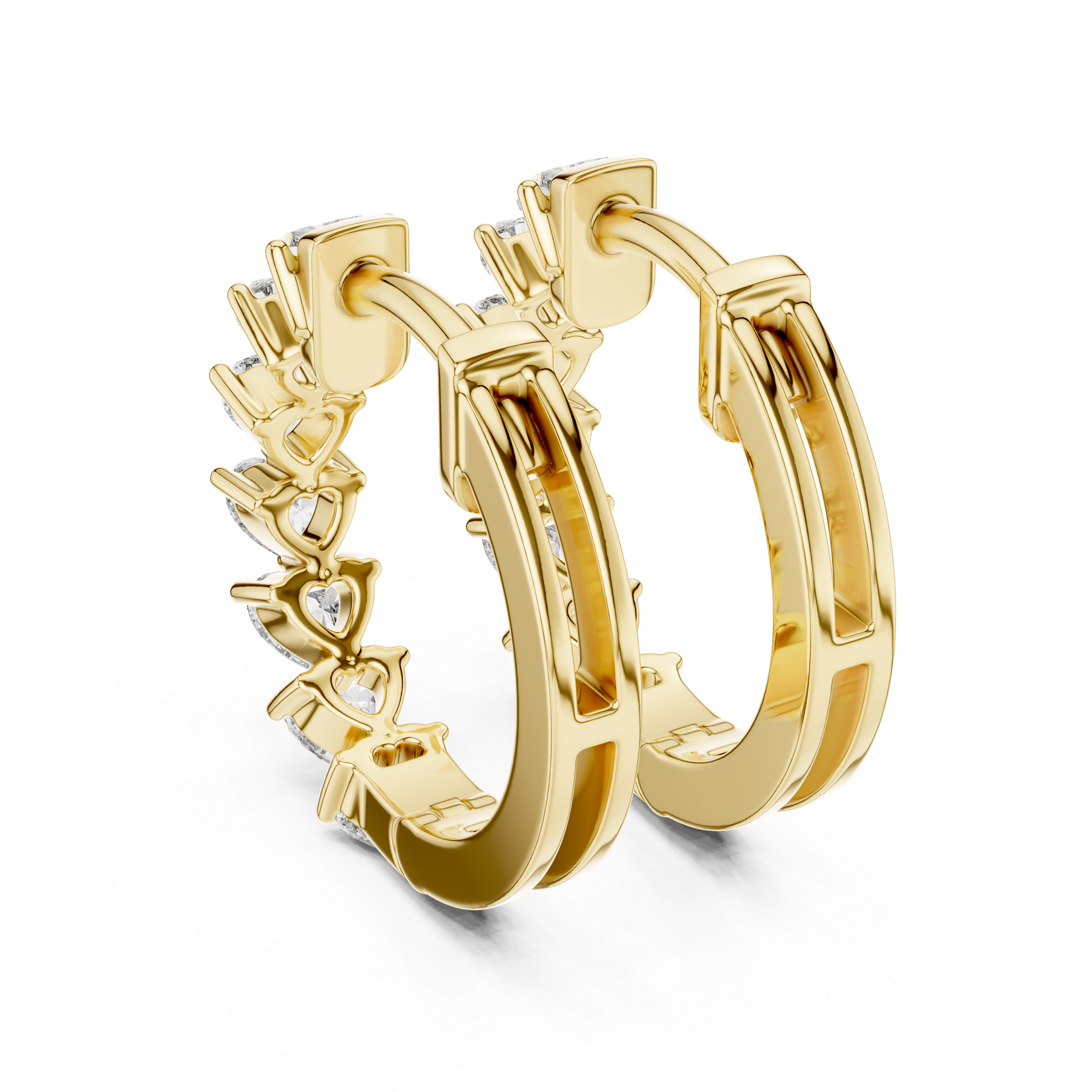 Heart Cut Diamond Hoop Earrings