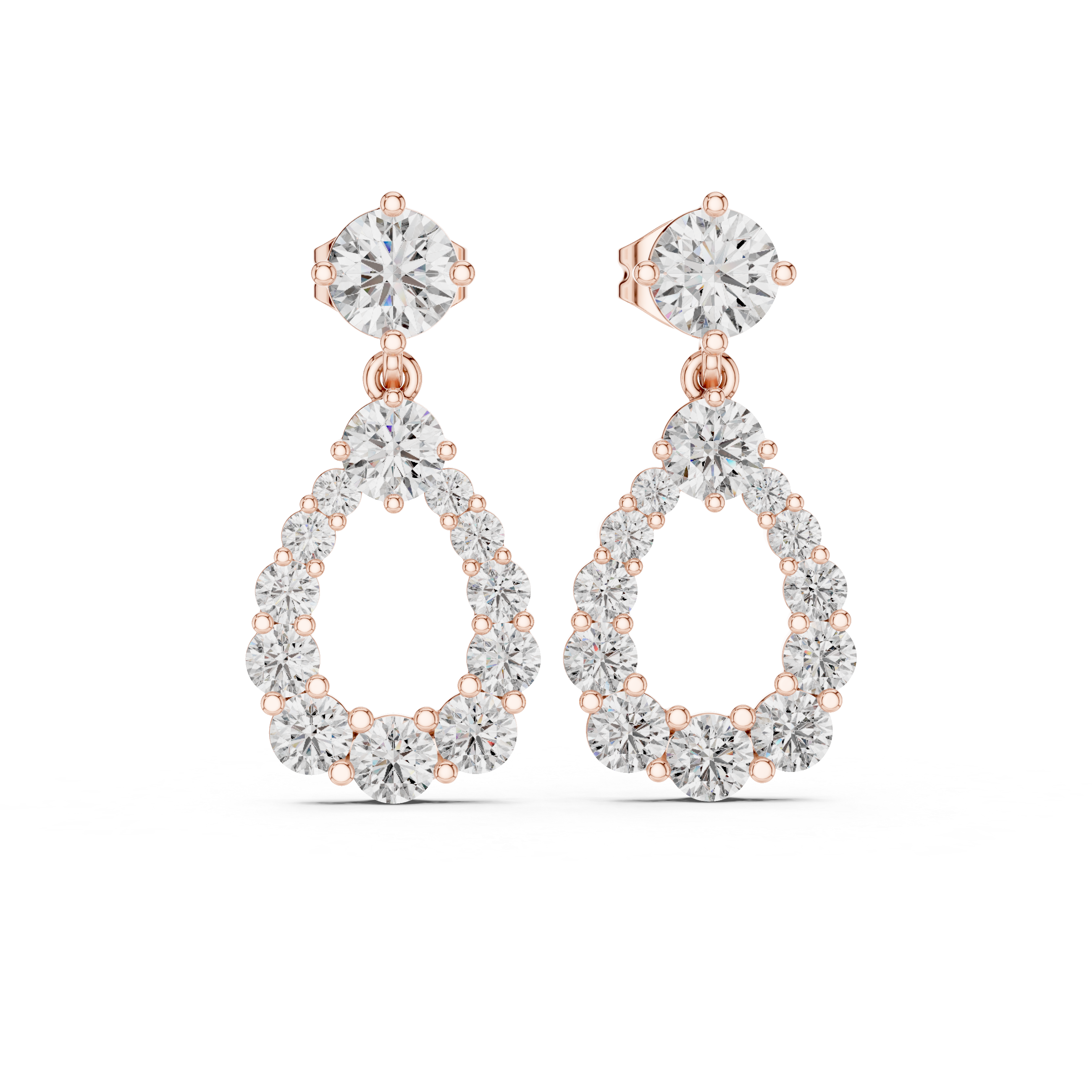 Diamond Teardrop Halo Drop Earrings in Gold
