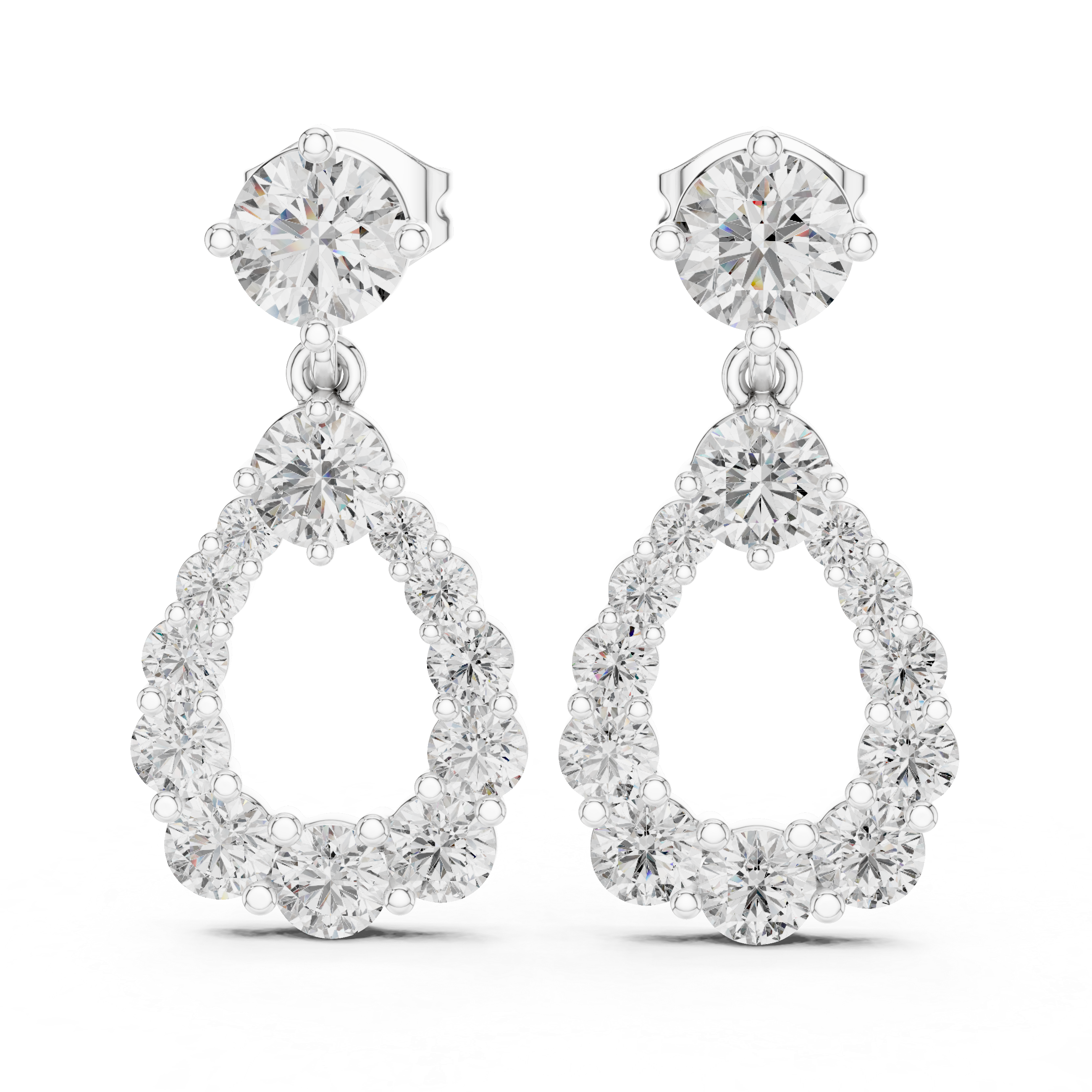 Diamond Teardrop Halo Drop Earrings in Gold