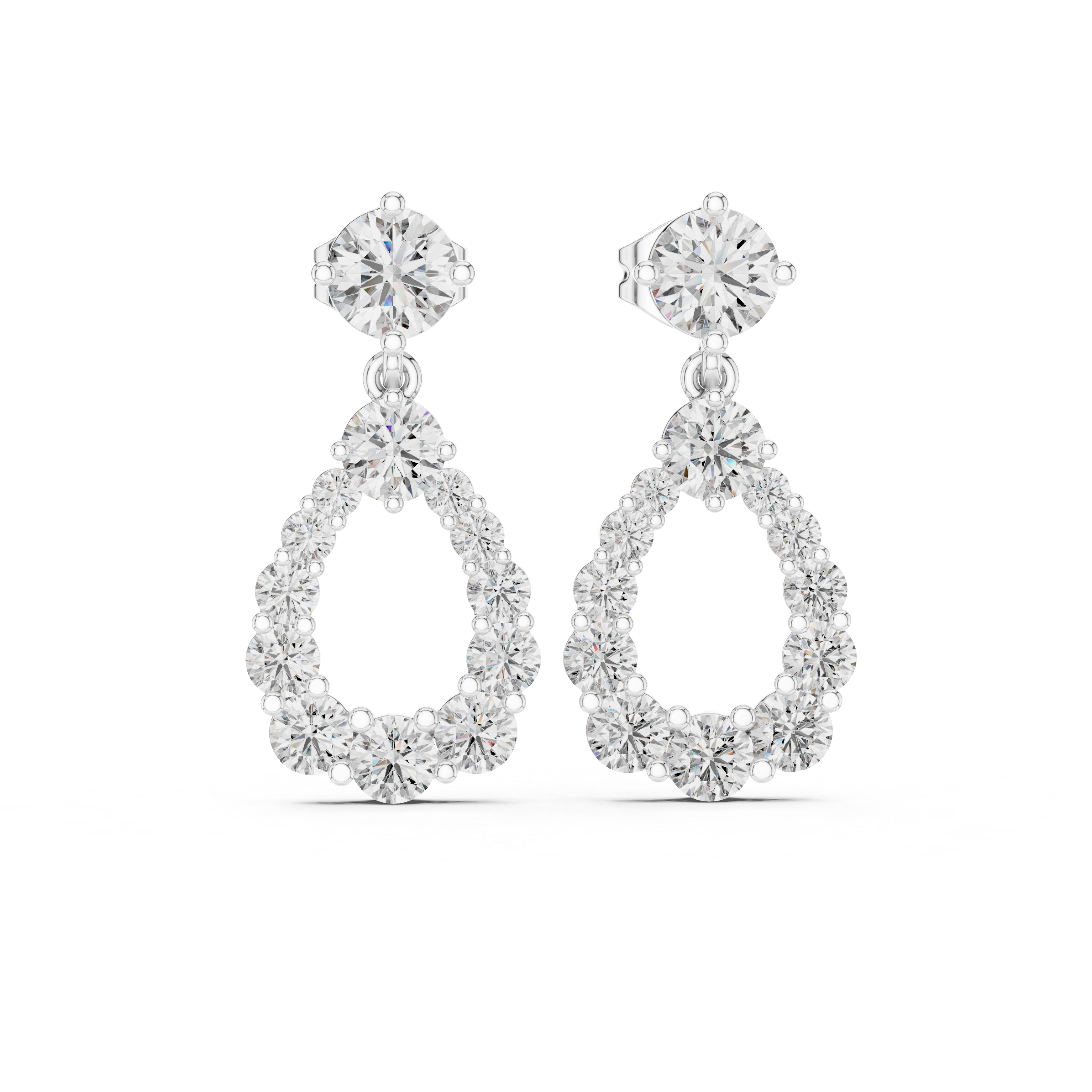 Diamond Teardrop Halo Drop Earrings in Gold