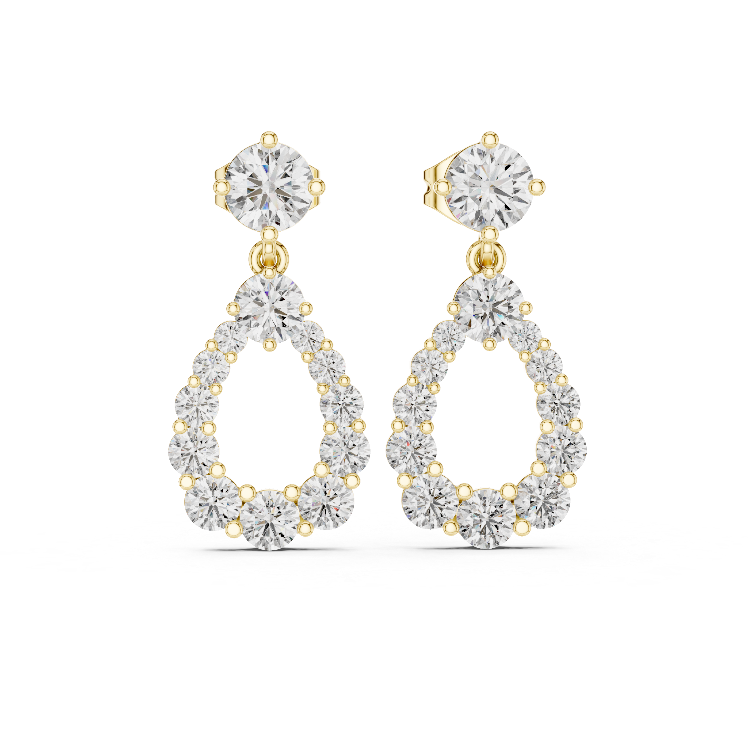 Diamond Teardrop Halo Drop Earrings in Gold