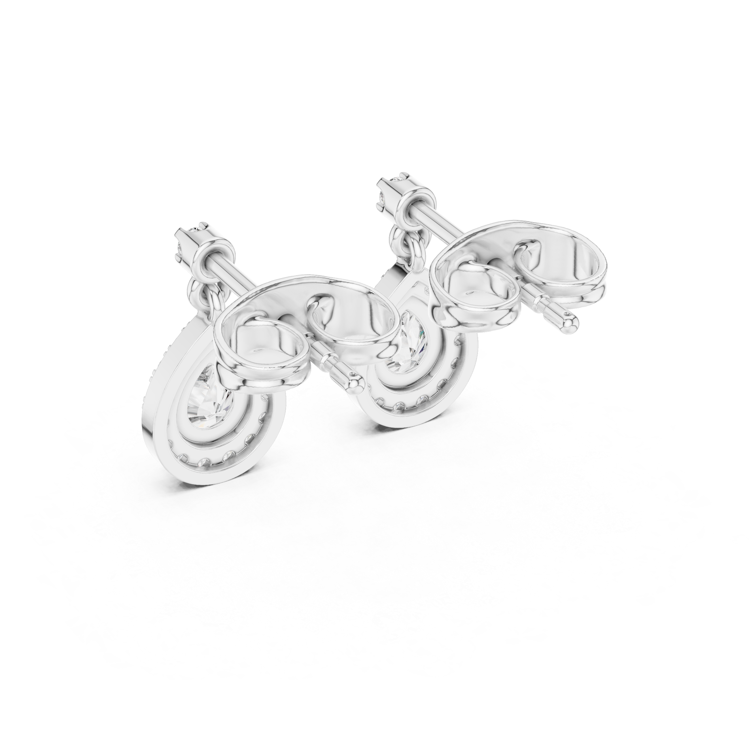 Pear Cut Halo Drop Diamond Earrings with Micro Pavé Detailing
