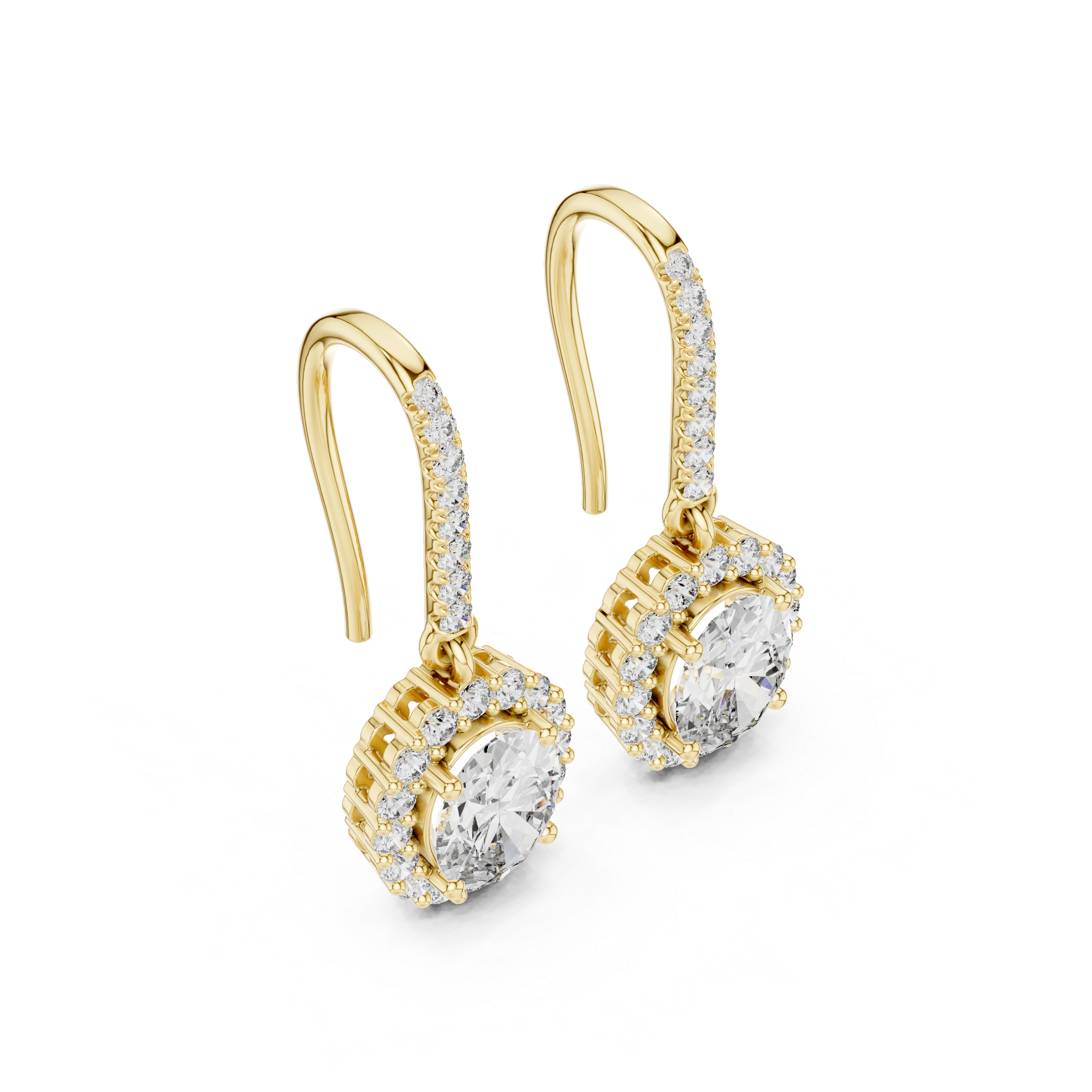 Oval Halo Drop Earrings with Pavé Diamond Hoop